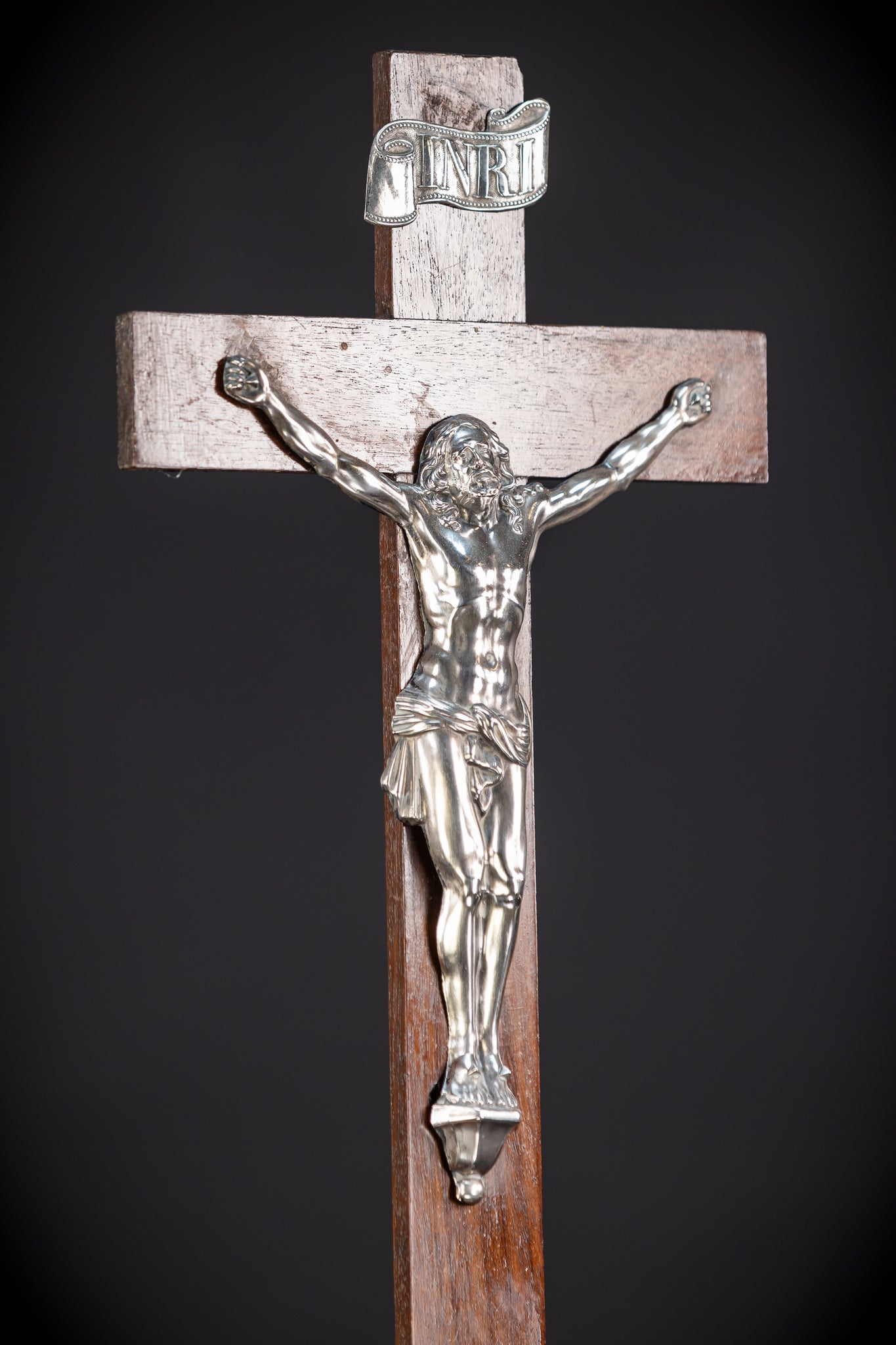 Altar Crucifix | Solid Silver Jesus Christ Antique 22"