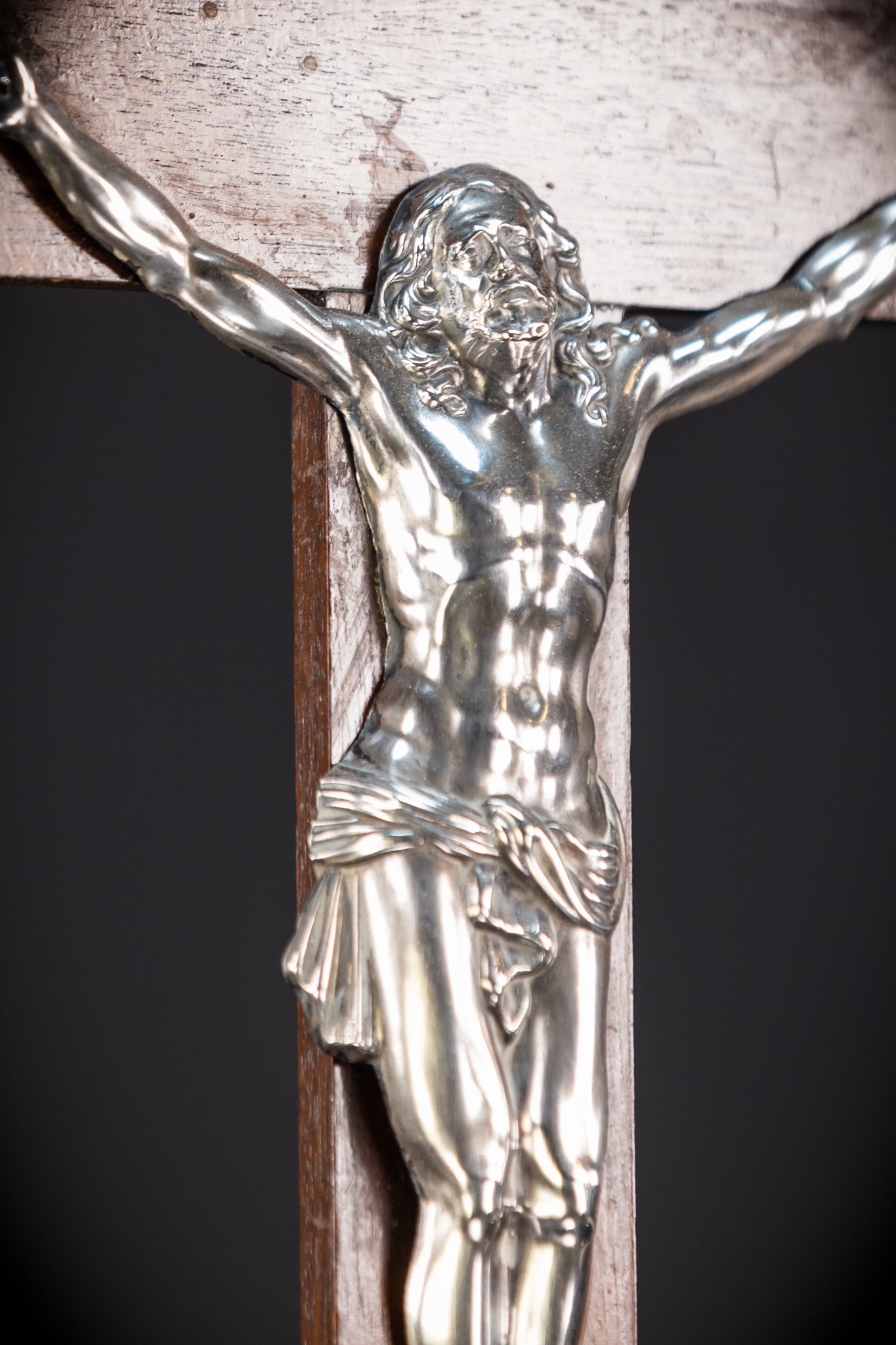 Altar Crucifix | Solid Silver Jesus Christ Antique 22"
