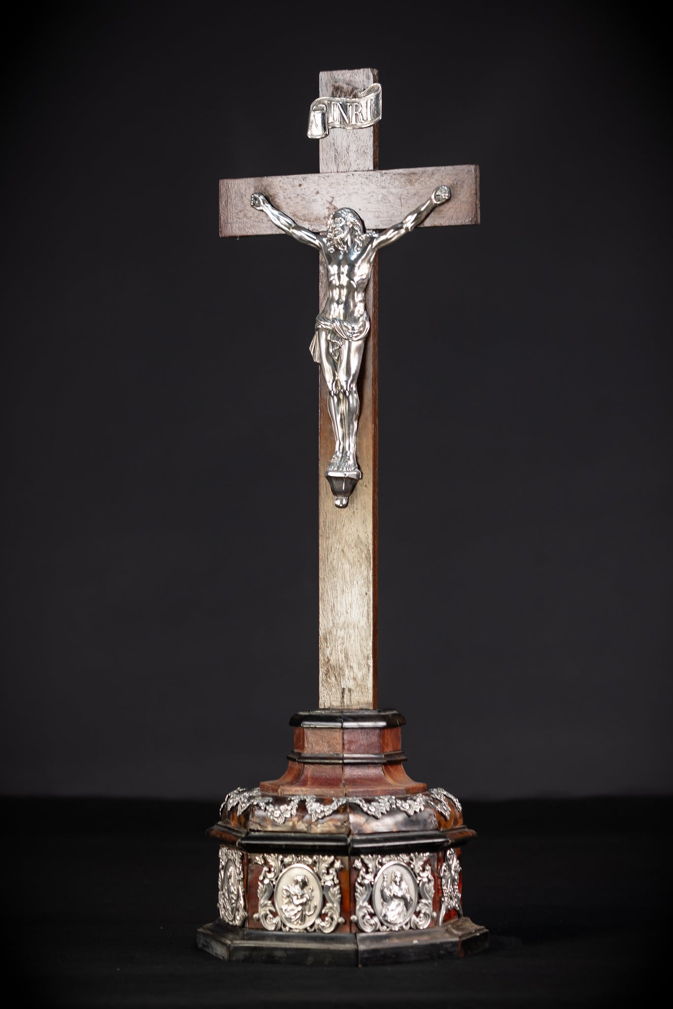 Altar Crucifix | Solid Silver Jesus Christ Antique 22"