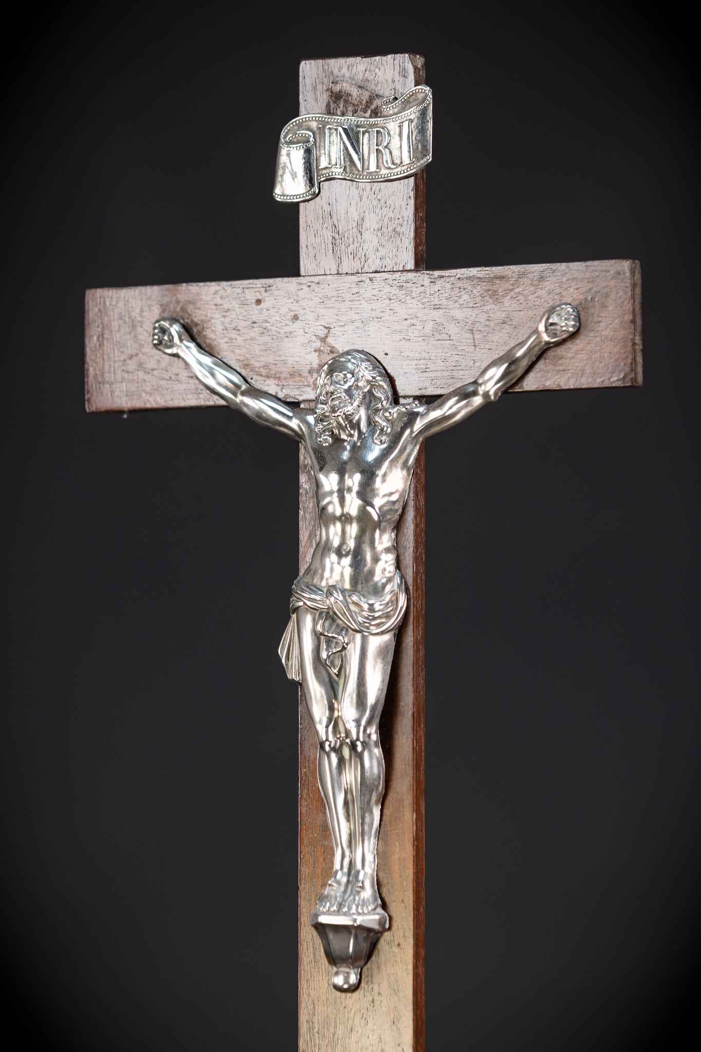 Altar Crucifix | Solid Silver Jesus Christ Antique 22"