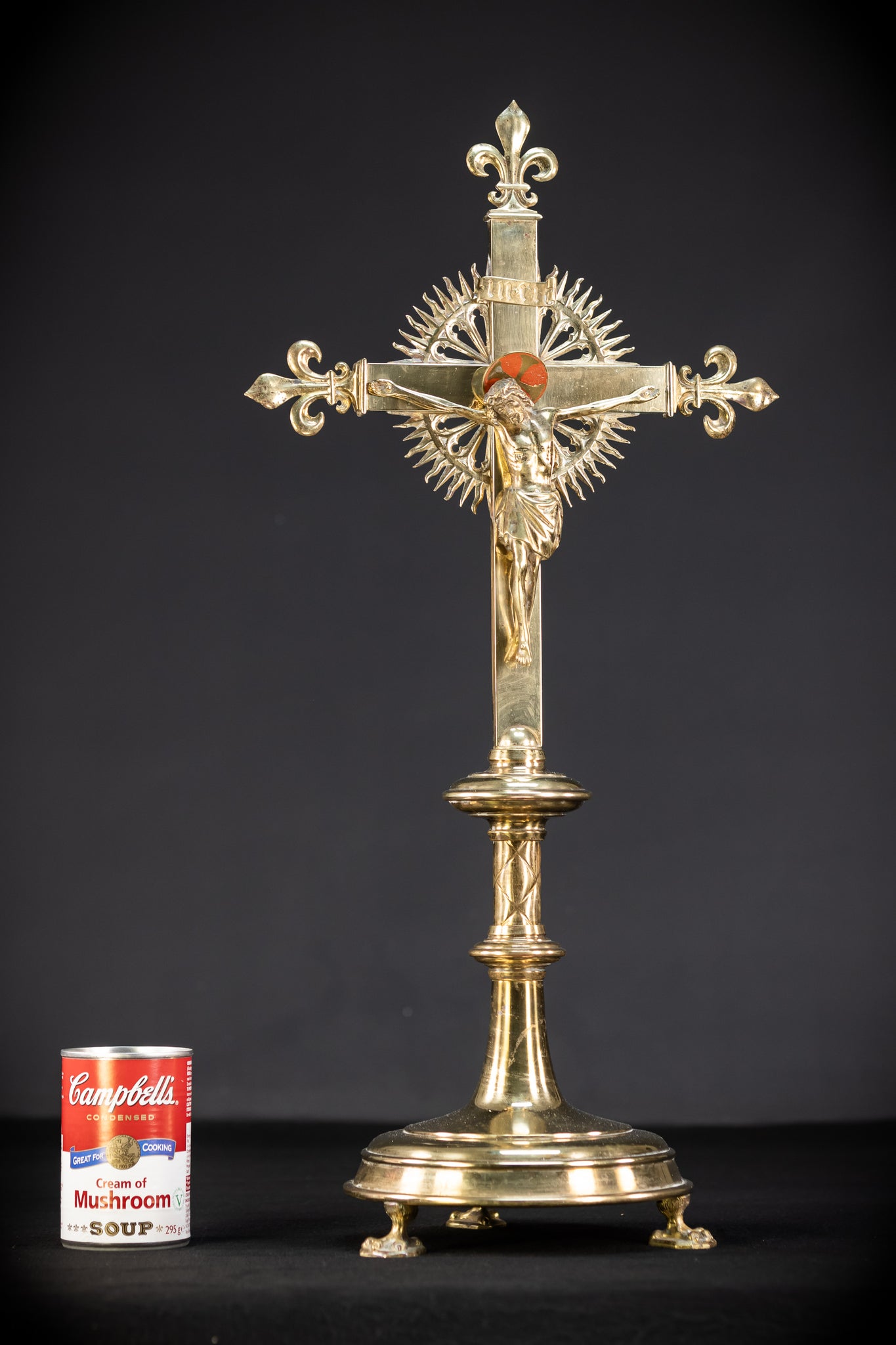 Crucifix Altar | French 1800s Gilded Bronze | 23.6"