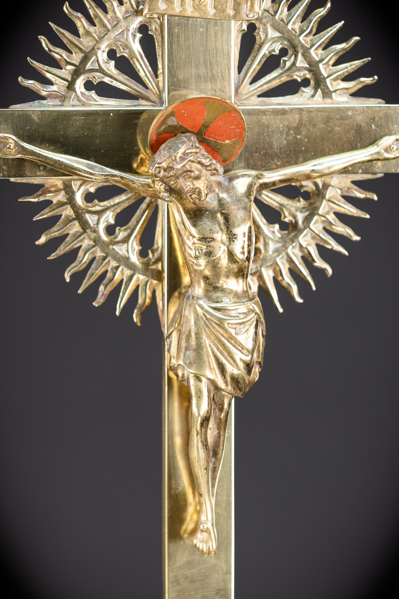 Crucifix Altar | French 1800s Gilded Bronze | 23.6"