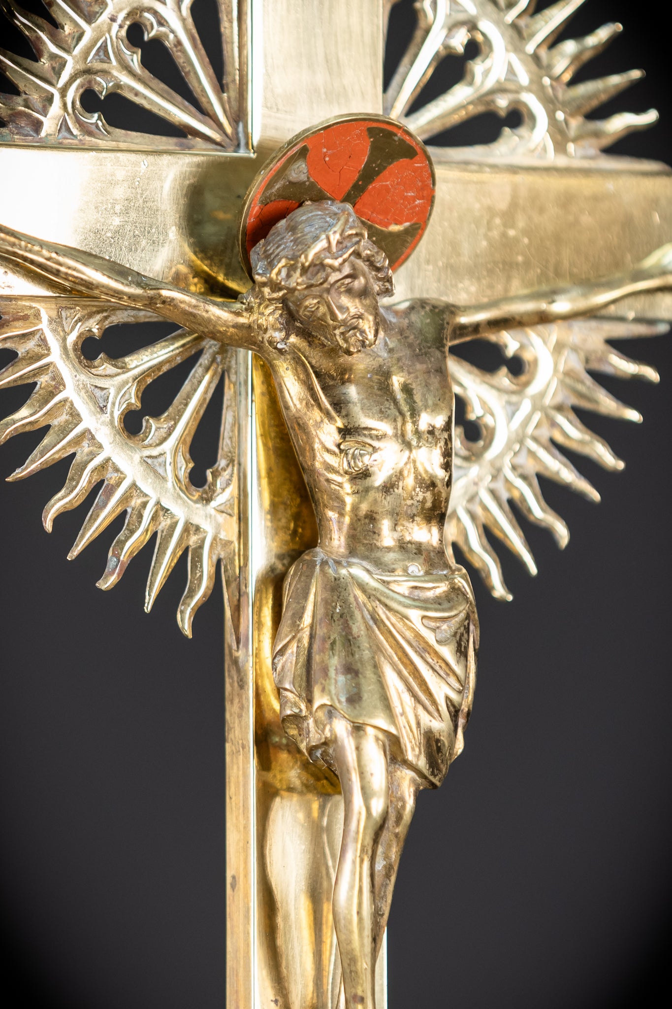 Crucifix Altar | French 1800s Gilded Bronze | 23.6"