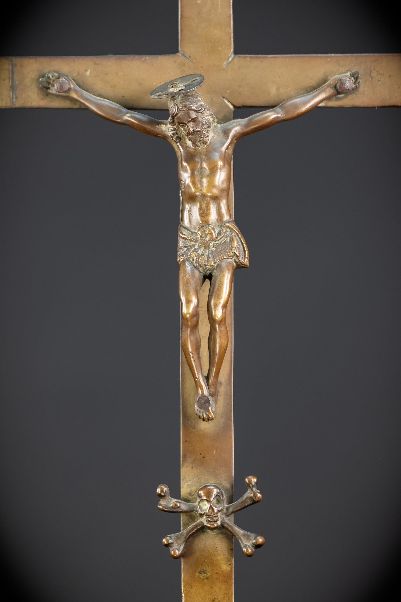 Crucifix Altar | French 1500s Antique Bronze | 20.3"