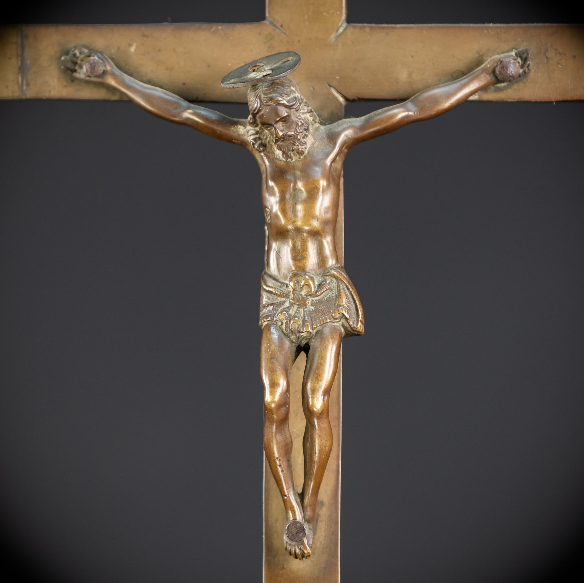 Crucifix Altar | French 1500s Antique Bronze | 20.3"