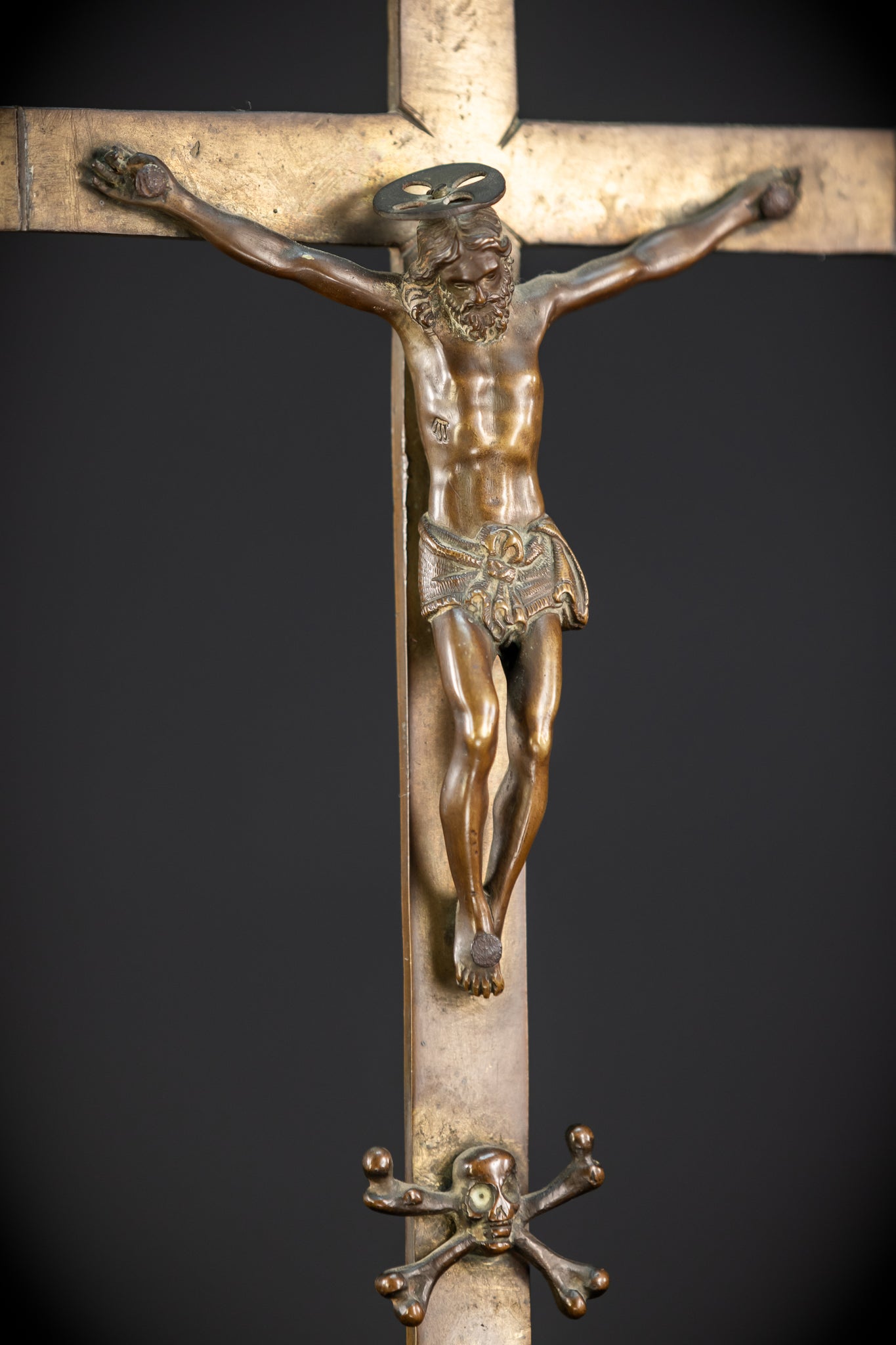 Crucifix Altar | French 1500s Antique Bronze | 20.3"