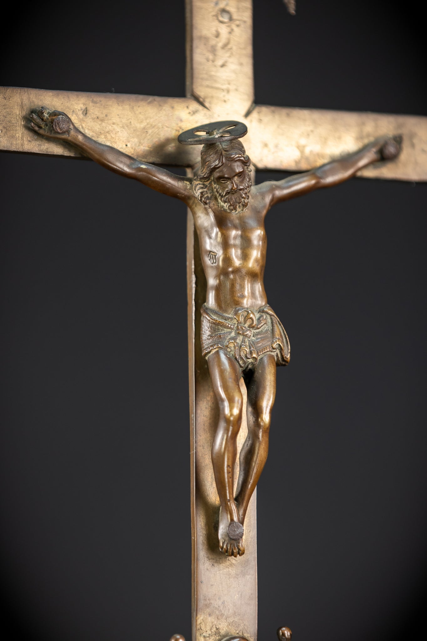 Crucifix Altar | French 1500s Antique Bronze | 20.3"