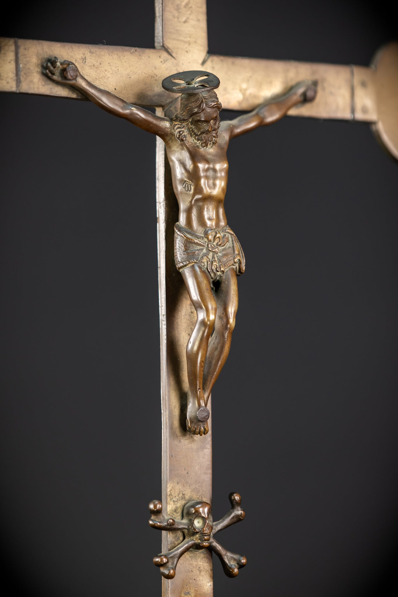 Crucifix Altar | French 1500s Antique Bronze | 20.3"