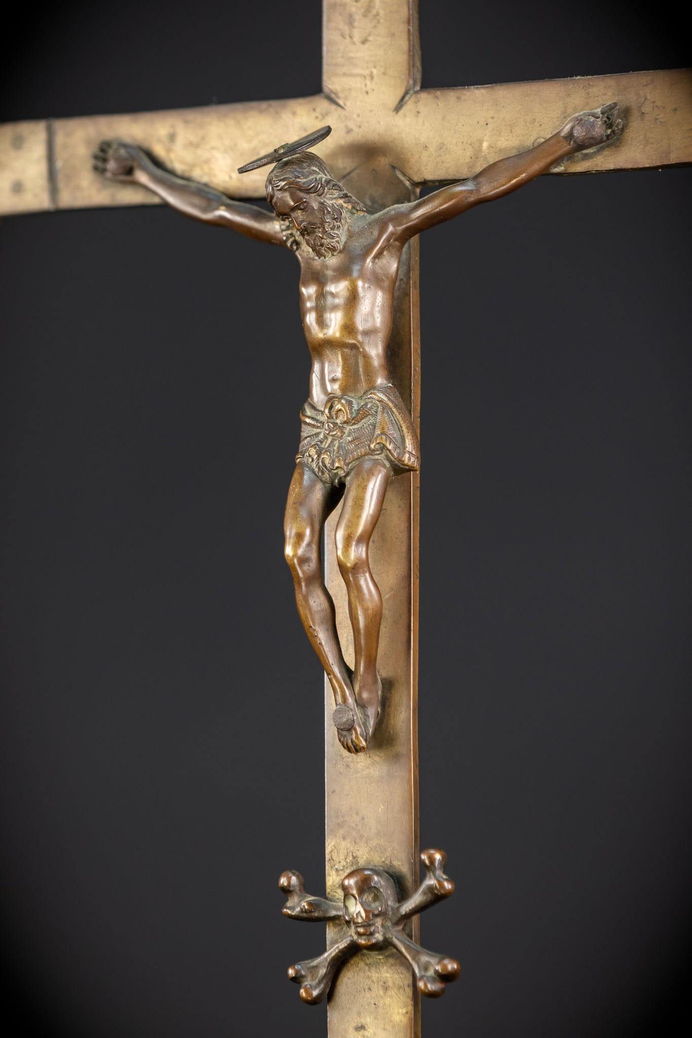 Crucifix Altar | French 1500s Antique Bronze | 20.3"