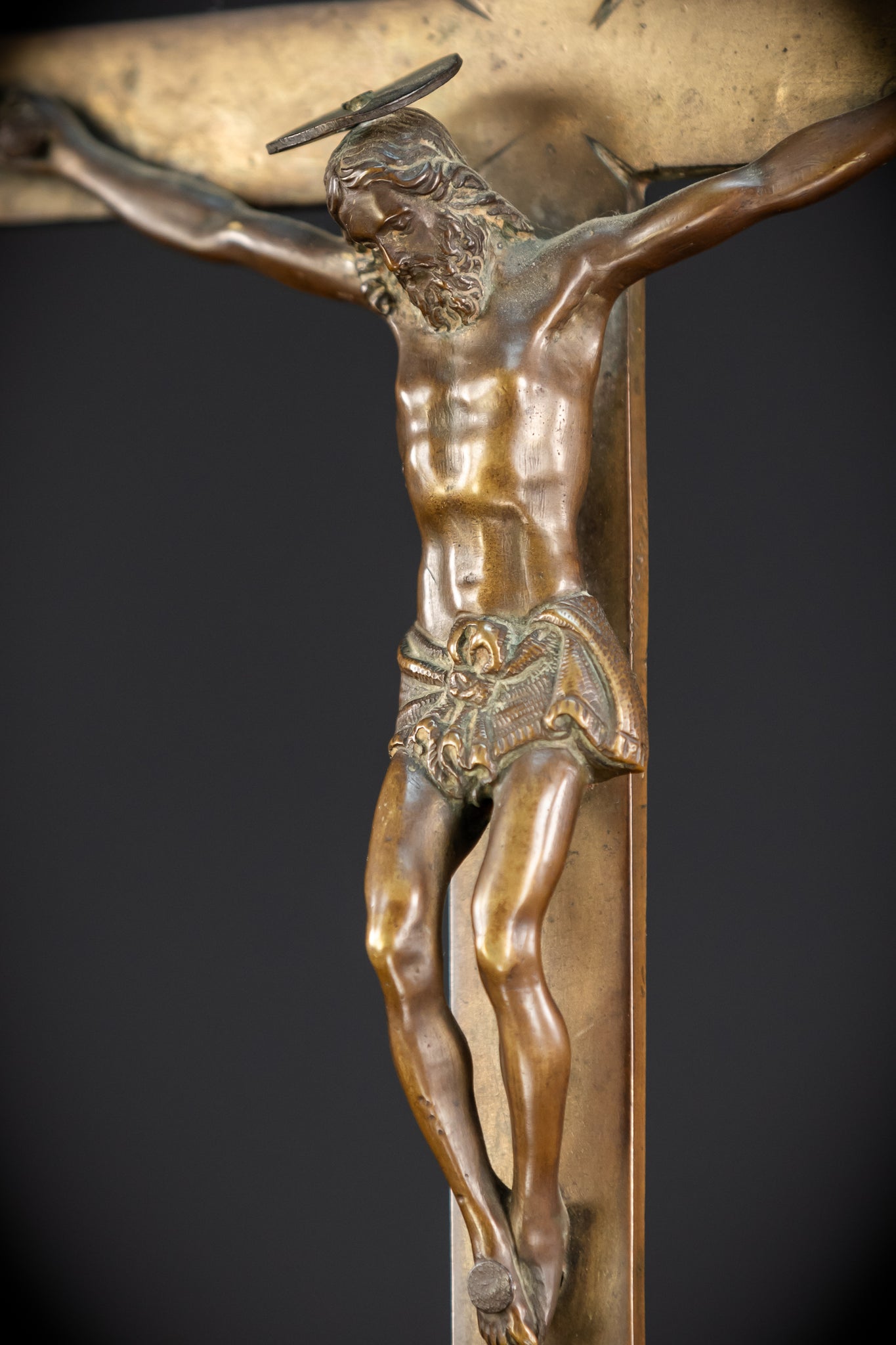 Crucifix Altar | French 1500s Antique Bronze | 20.3"
