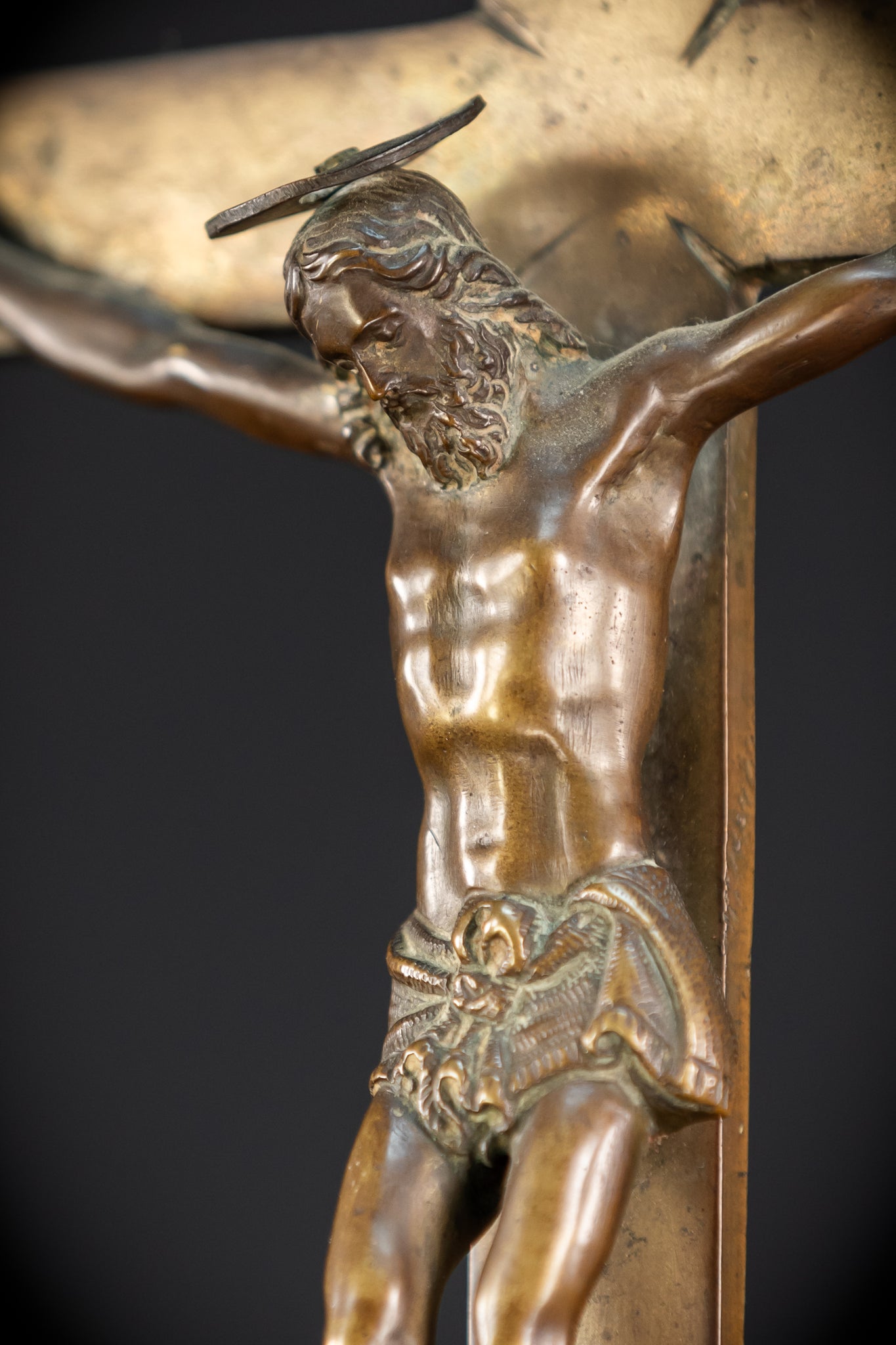 Crucifix Altar | French 1500s Antique Bronze | 20.3"