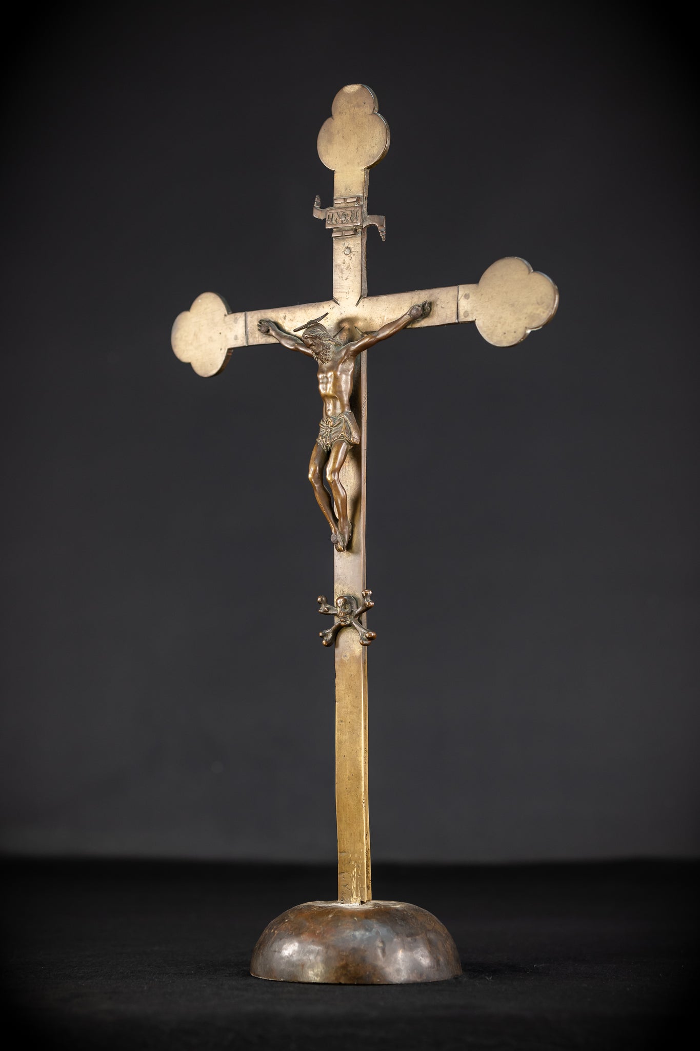Crucifix Altar | French 1500s Antique Bronze | 20.3"