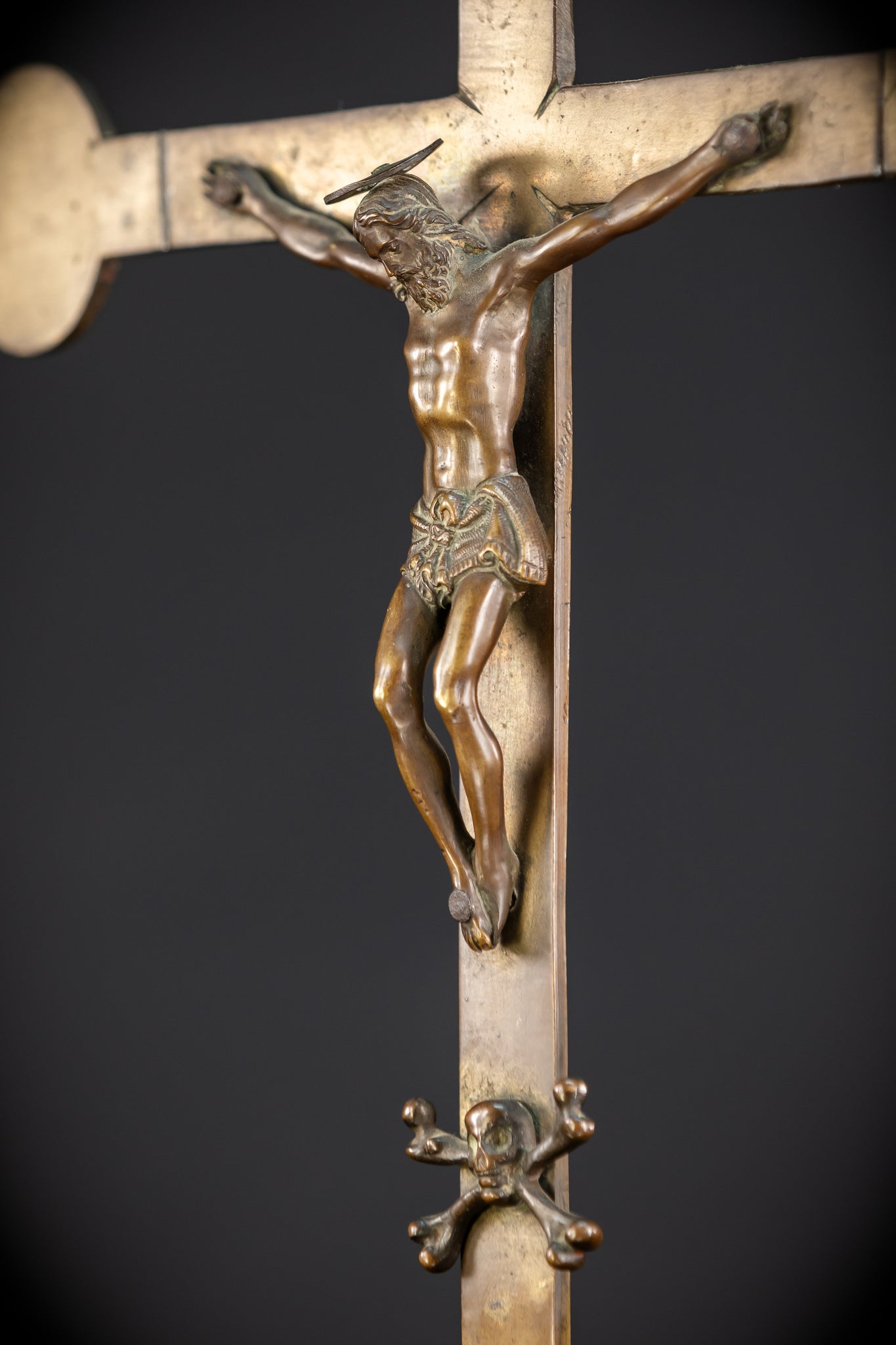 Crucifix Altar | French 1500s Antique Bronze | 20.3"