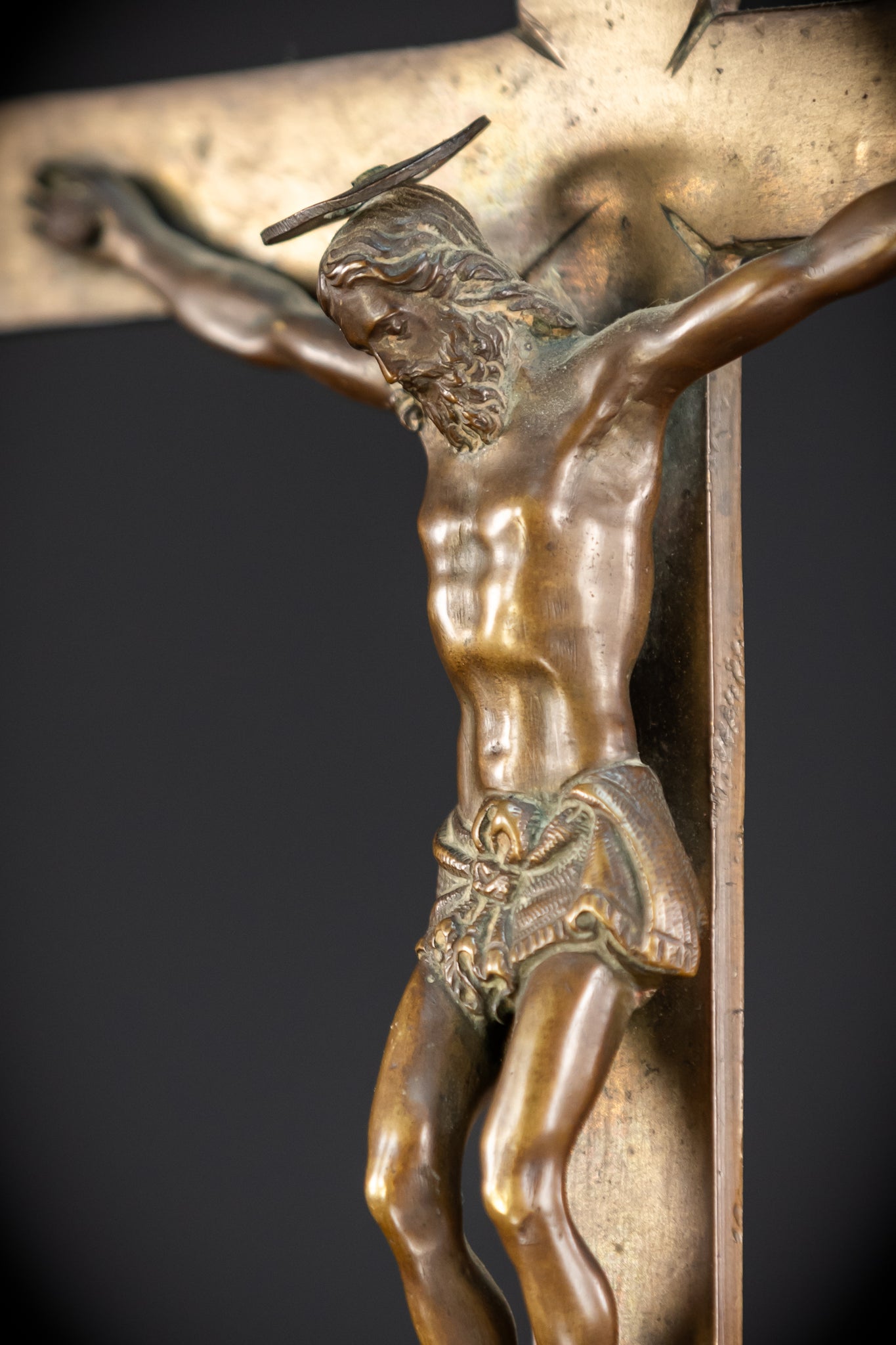 Crucifix Altar | French 1500s Antique Bronze | 20.3"