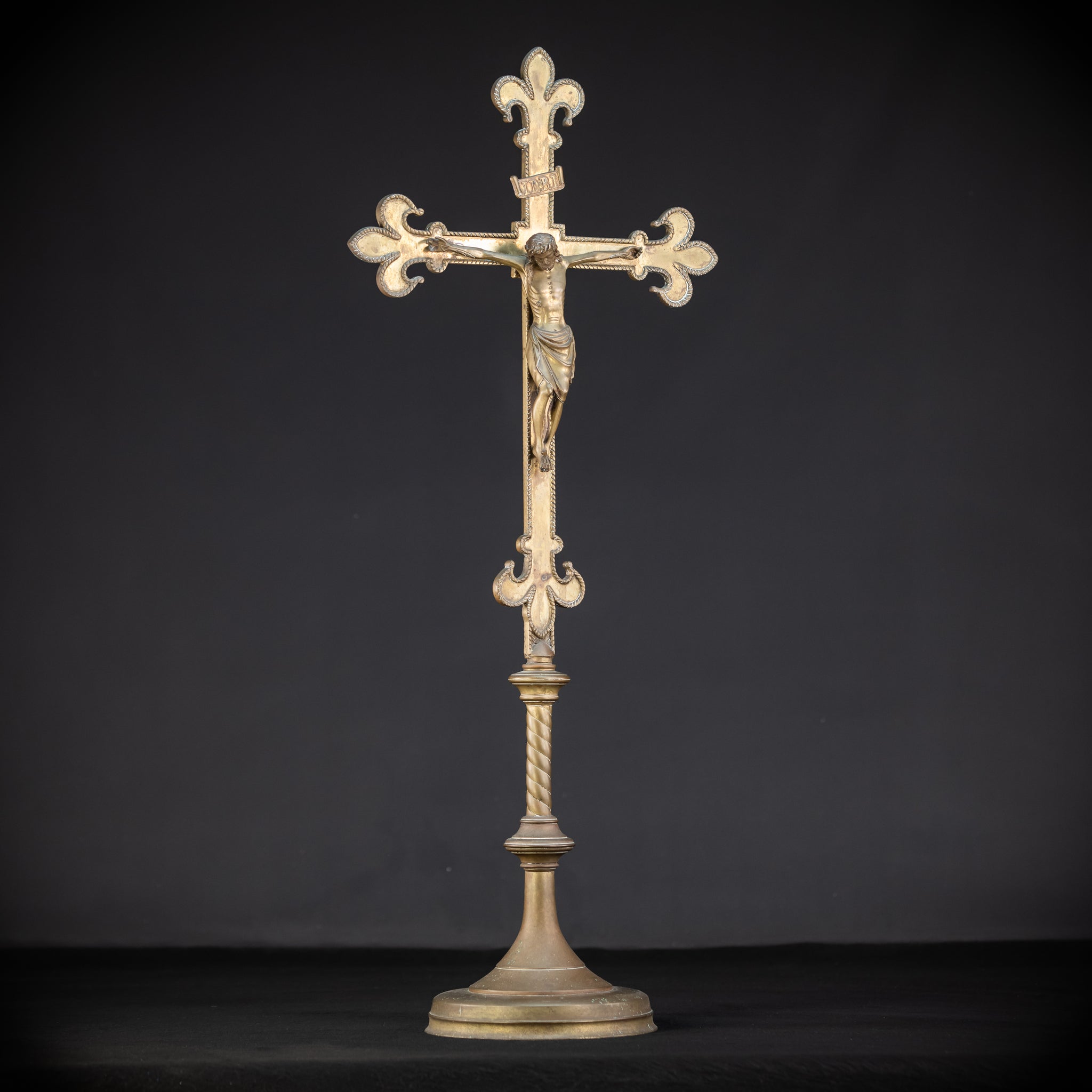 Crucifix Altar | French 1800s Gilded Bronze | 30.7"