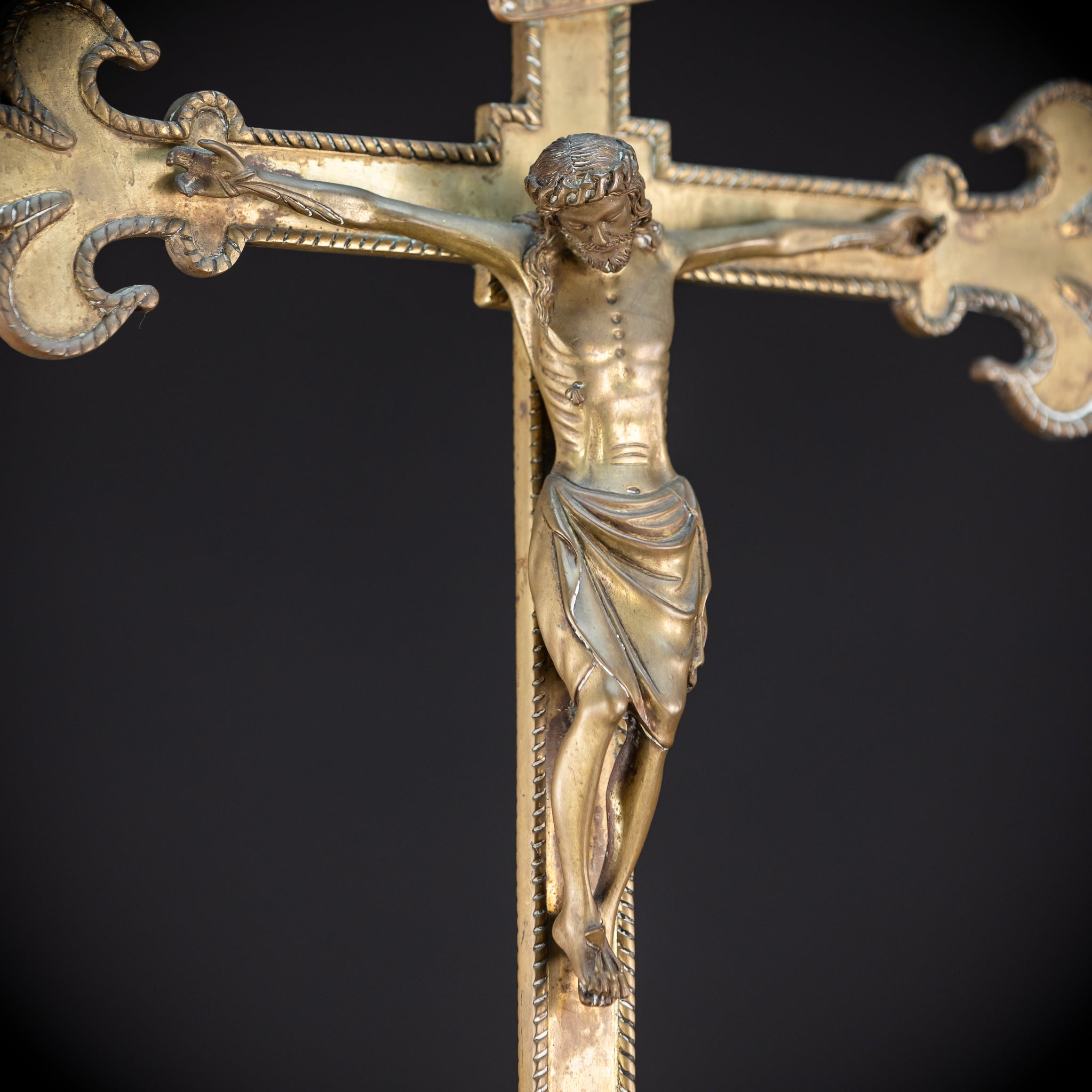 Crucifix Altar | French 1800s Gilded Bronze | 30.7"