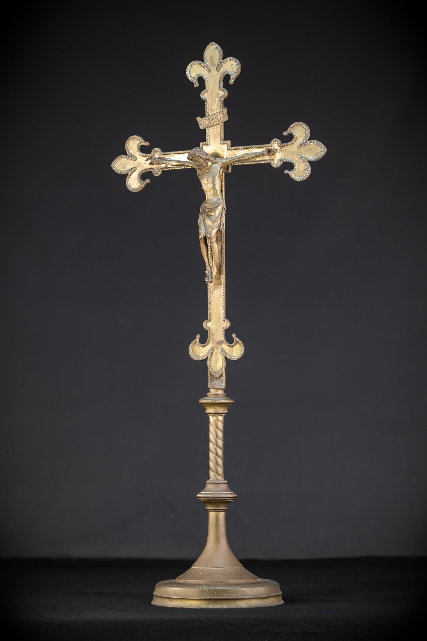Crucifix Altar | French 1800s Gilded Bronze | 30.7"