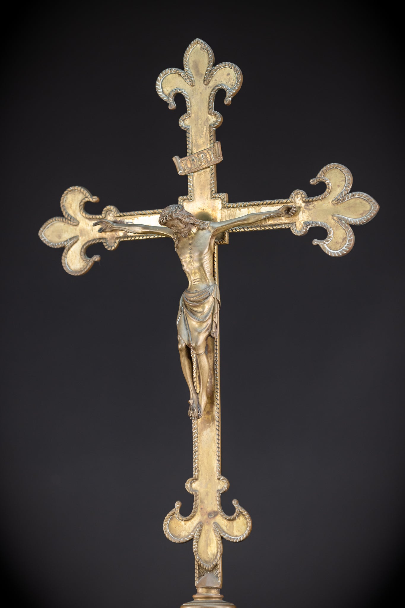 Crucifix Altar | French 1800s Gilded Bronze | 30.7"