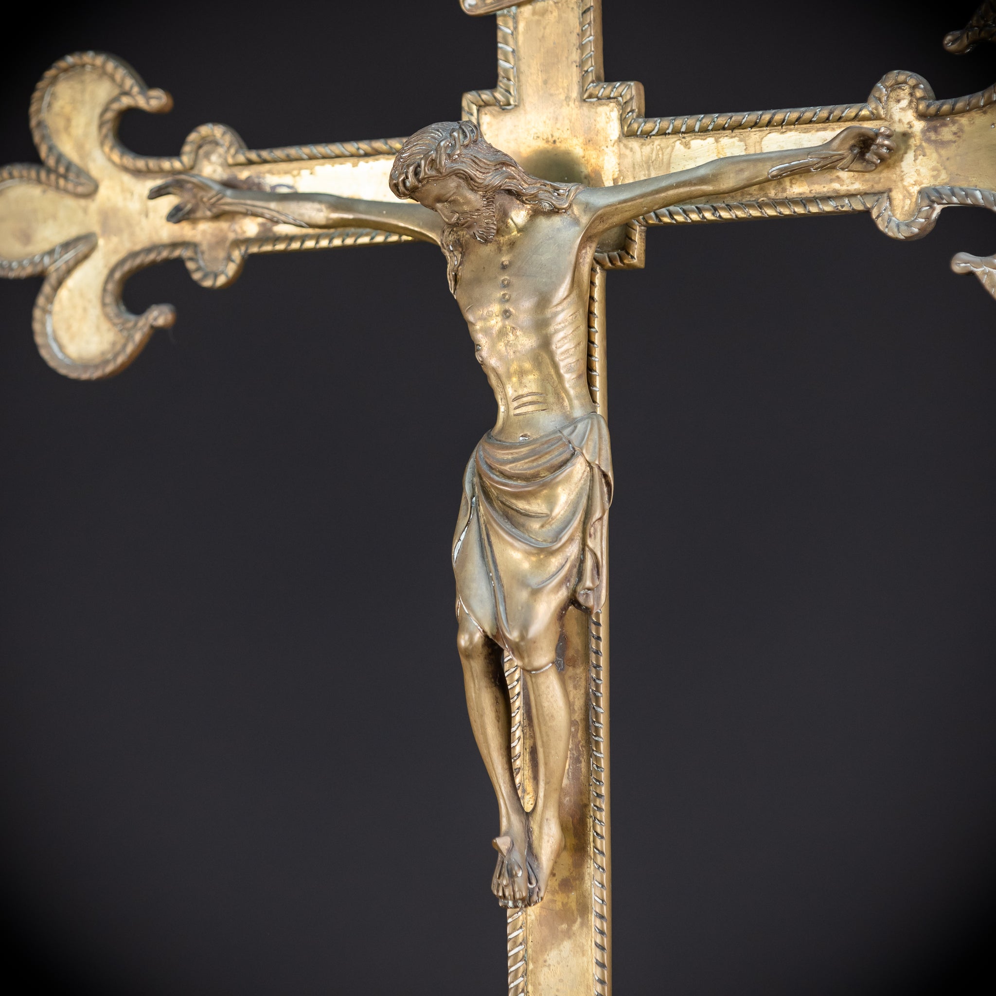 Crucifix Altar | French 1800s Gilded Bronze | 30.7"