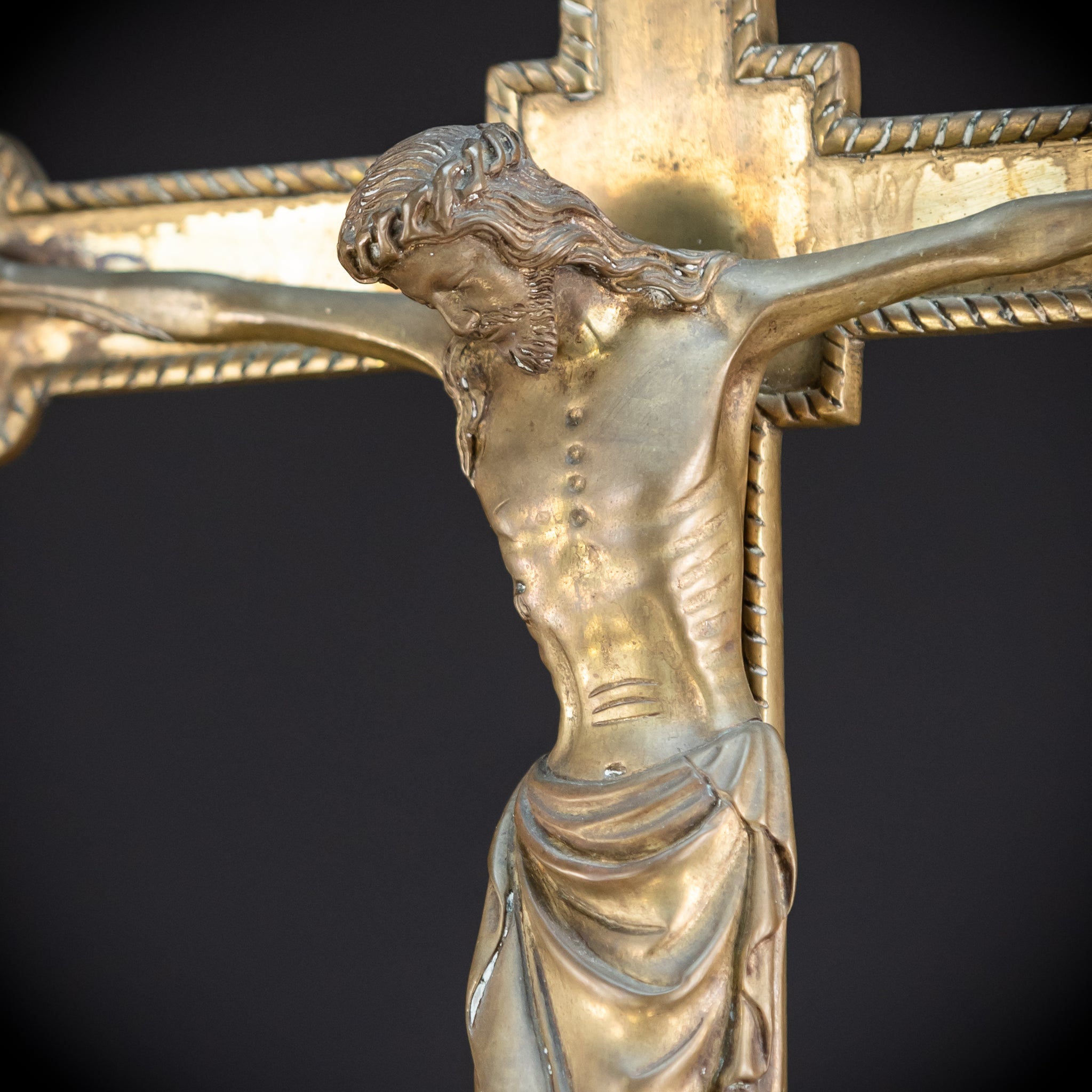 Crucifix Altar | French 1800s Gilded Bronze | 30.7"