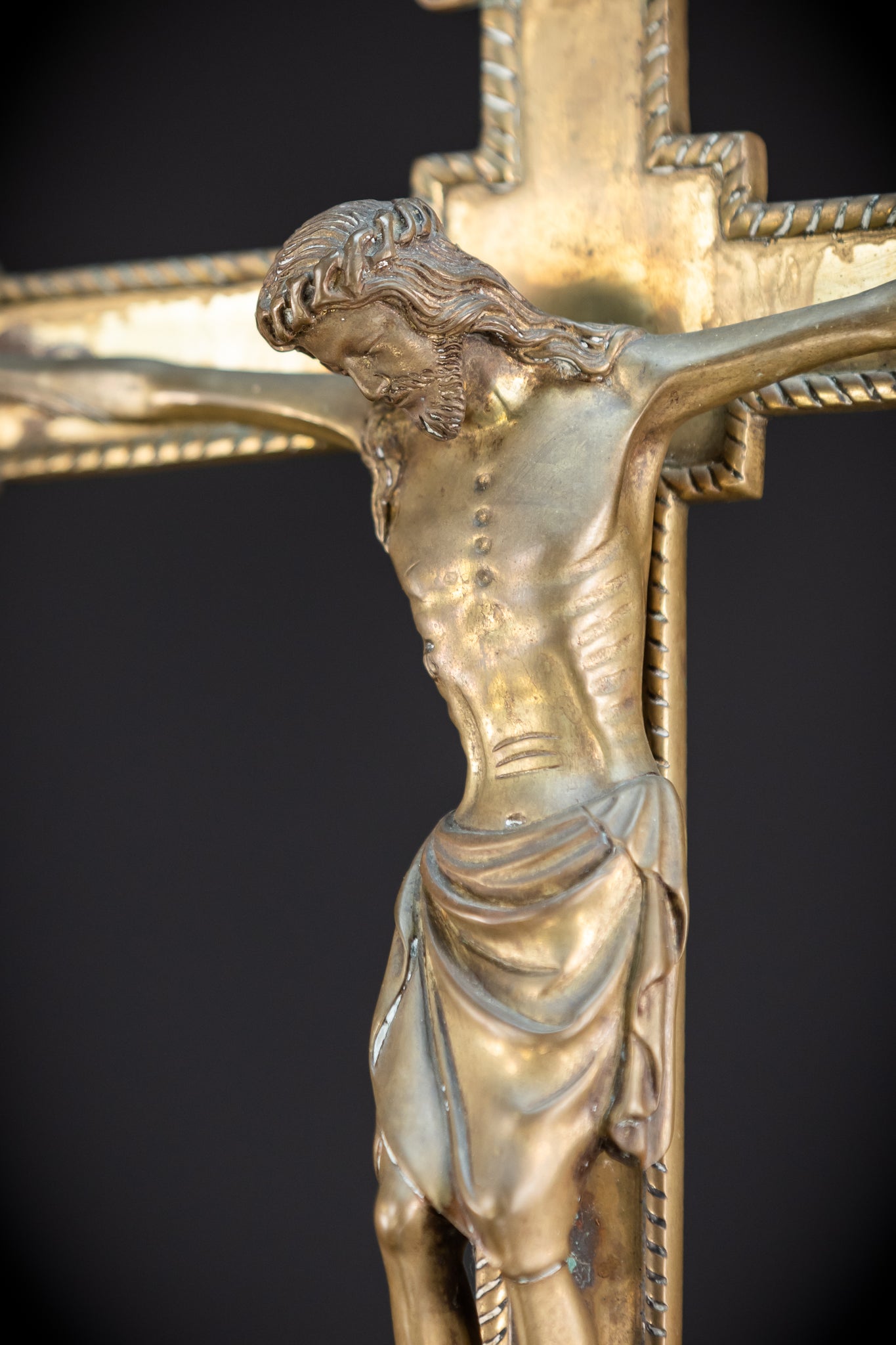 Crucifix Altar | French 1800s Gilded Bronze | 30.7"