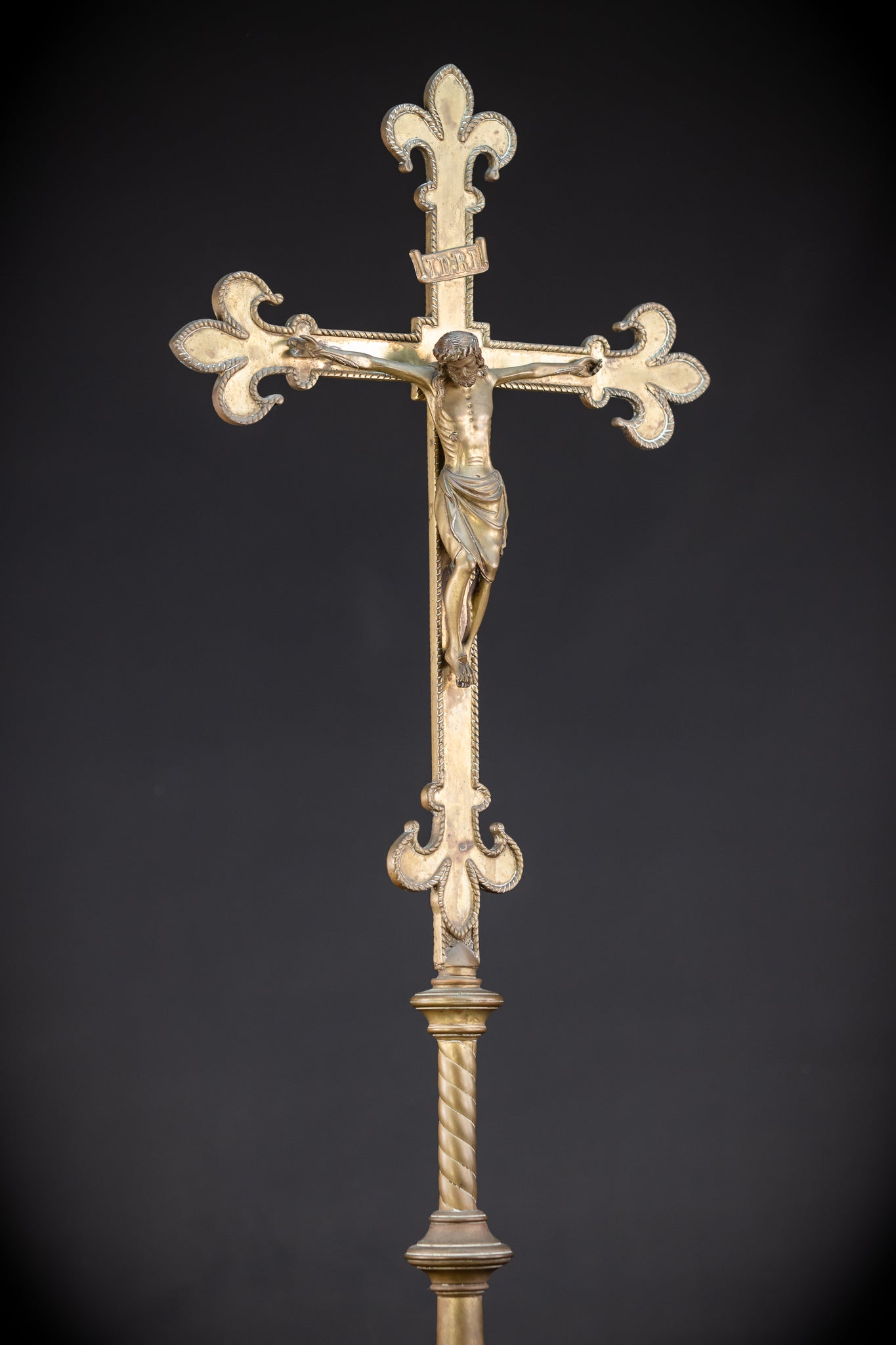 Crucifix Altar | French 1800s Gilded Bronze | 30.7"