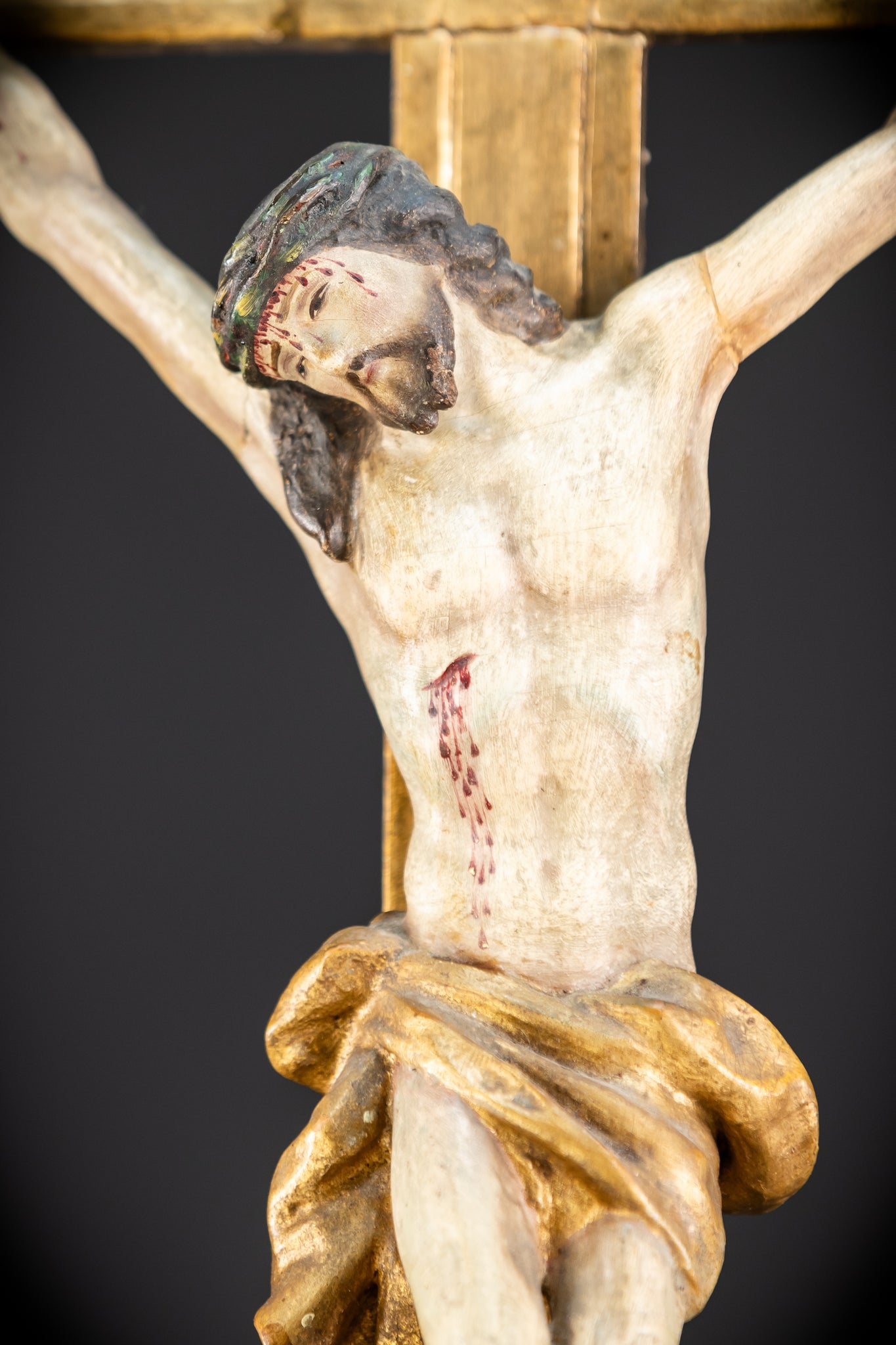 Altar Crucifix Wood Carving | 1700 Antique | 30.3"