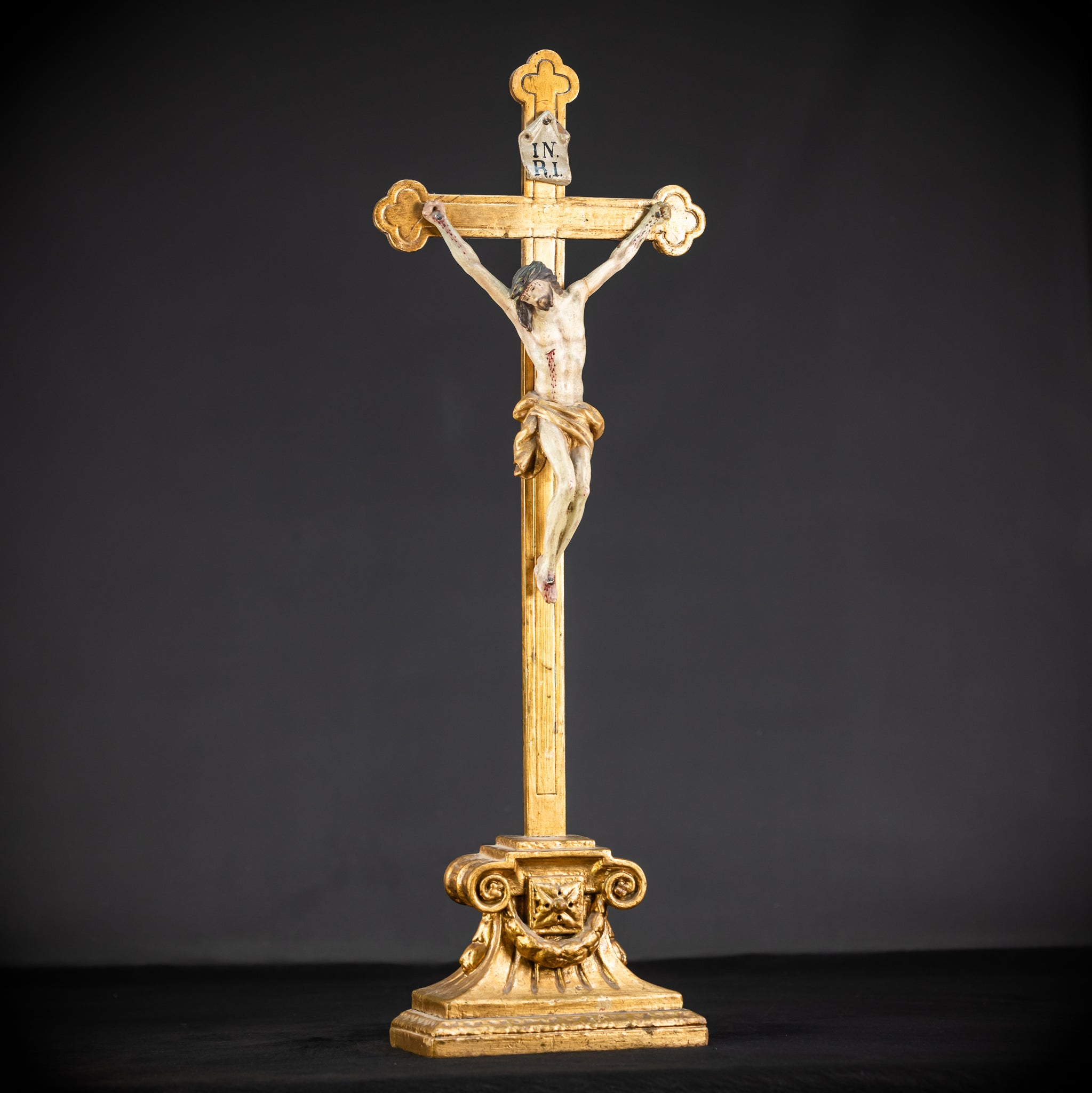 Altar Crucifix Wood Carving | 1700 Antique | 30.3"