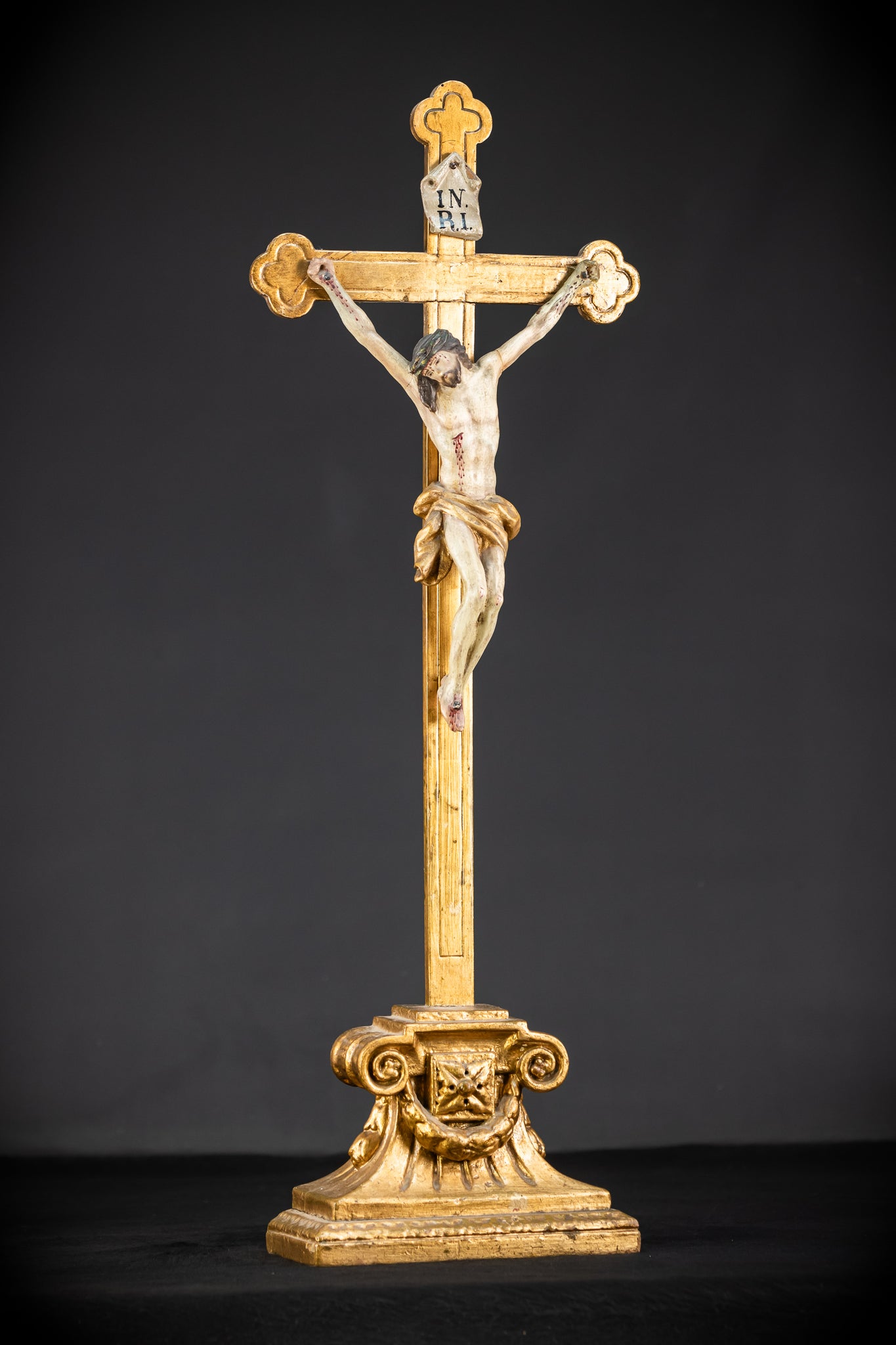 Altar Crucifix Wood Carving | 1700 Antique | 30.3"
