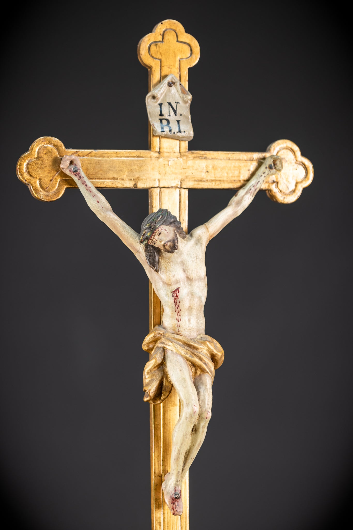 Altar Crucifix Wood Carving | 1700 Antique | 30.3"