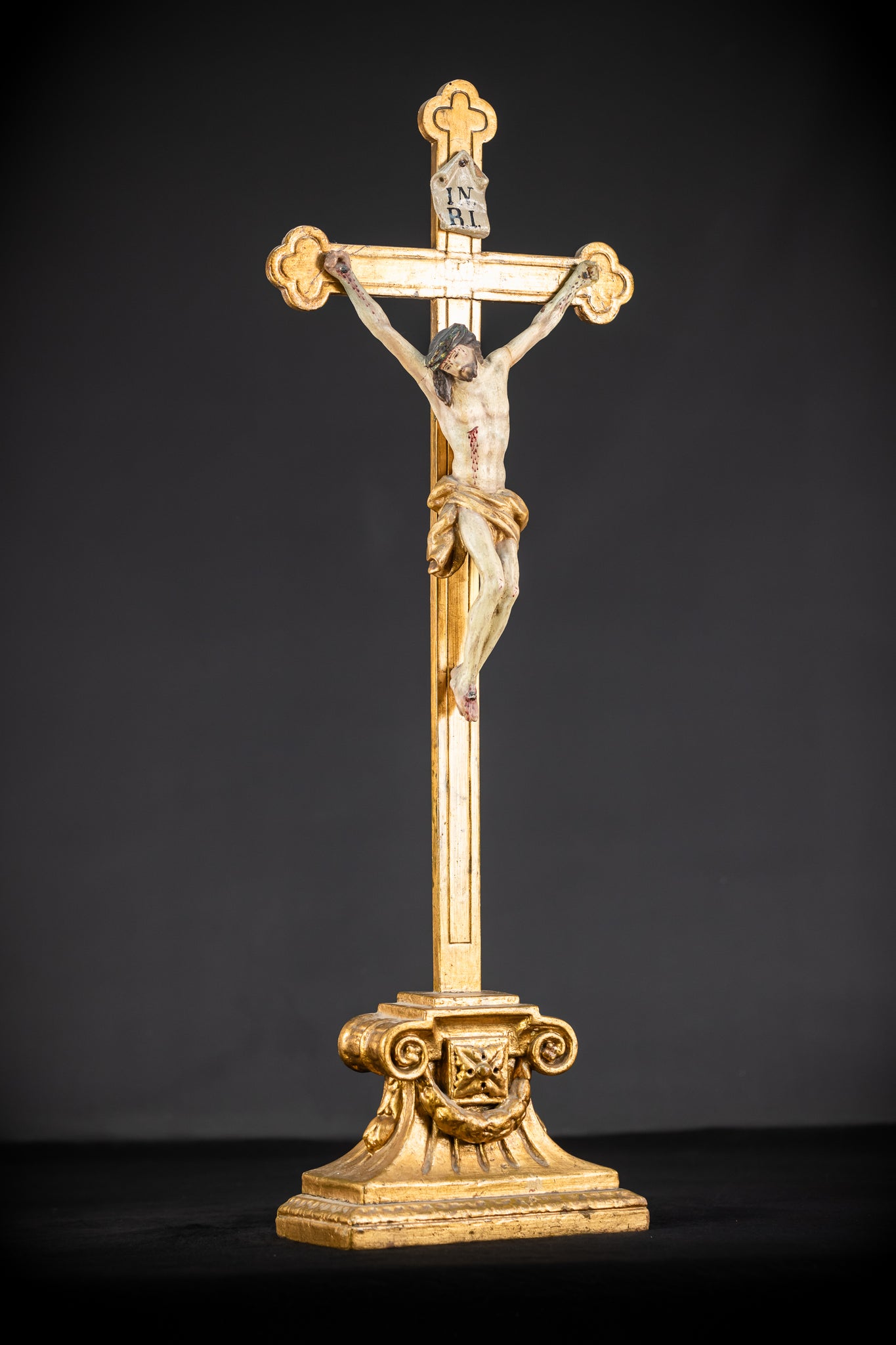Altar Crucifix Wood Carving | 1700 Antique | 30.3"