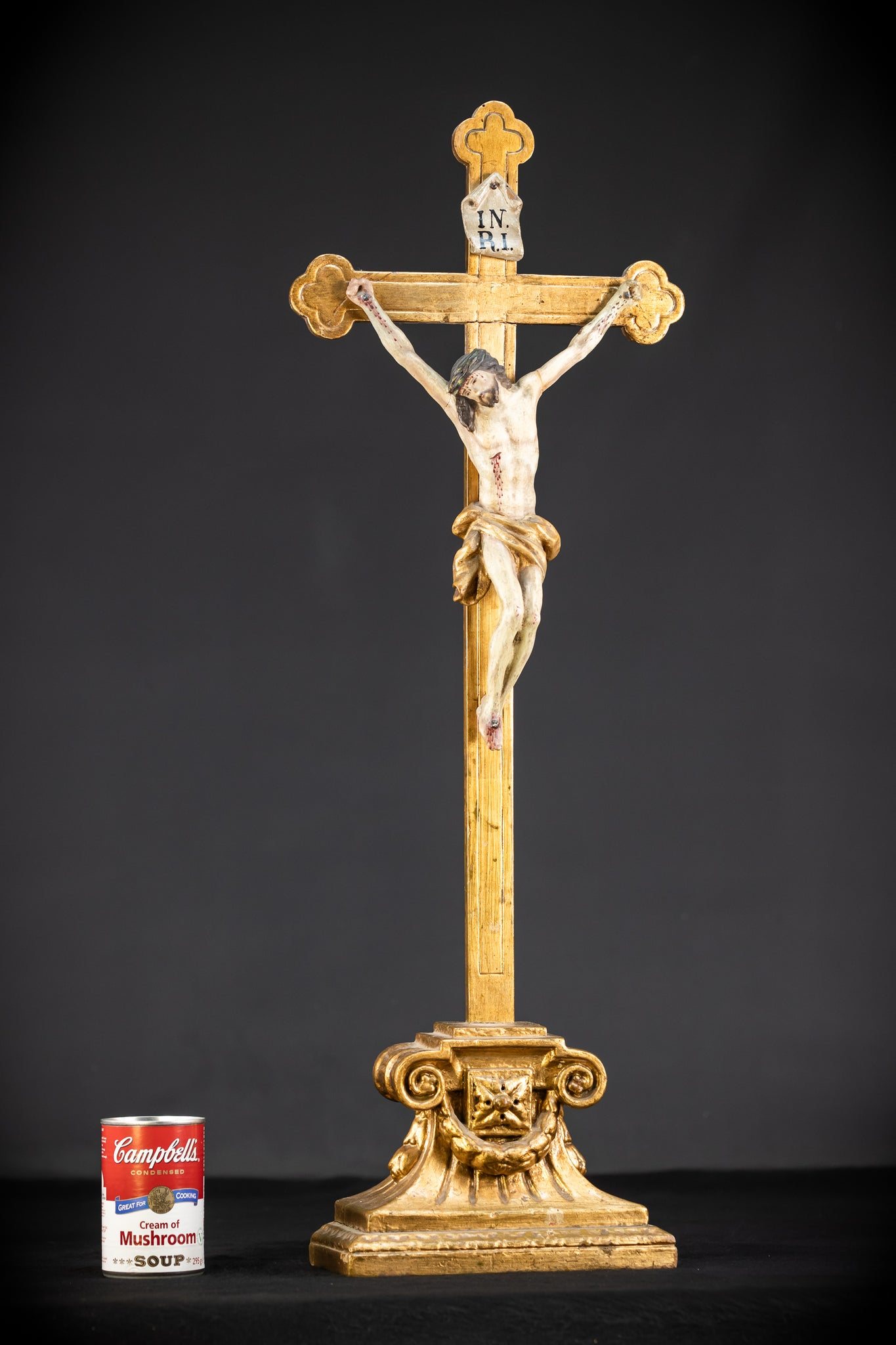 Altar Crucifix Wood Carving | 1700 Antique | 30.3"