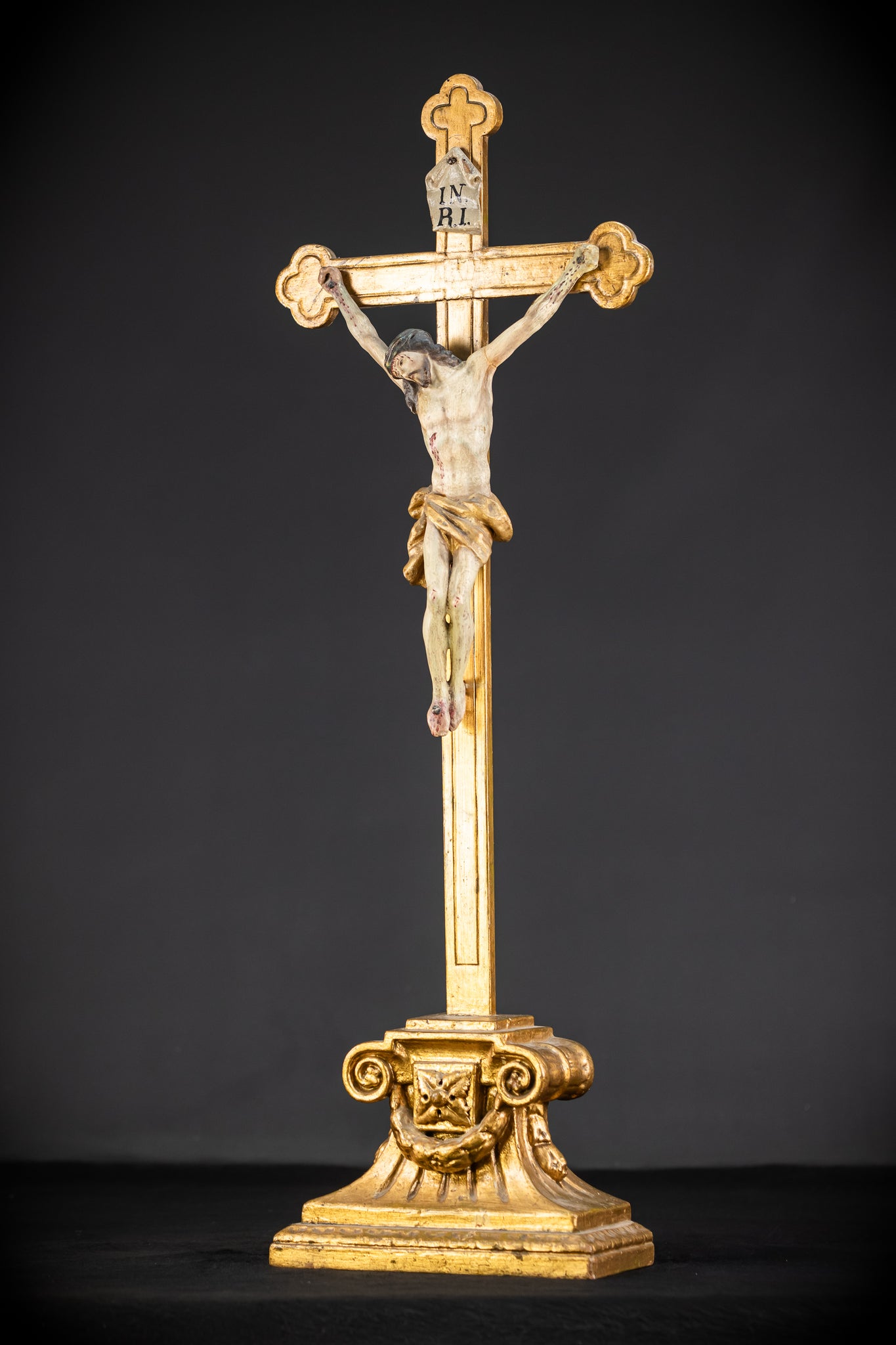 Altar Crucifix Wood Carving | 1700 Antique | 30.3"