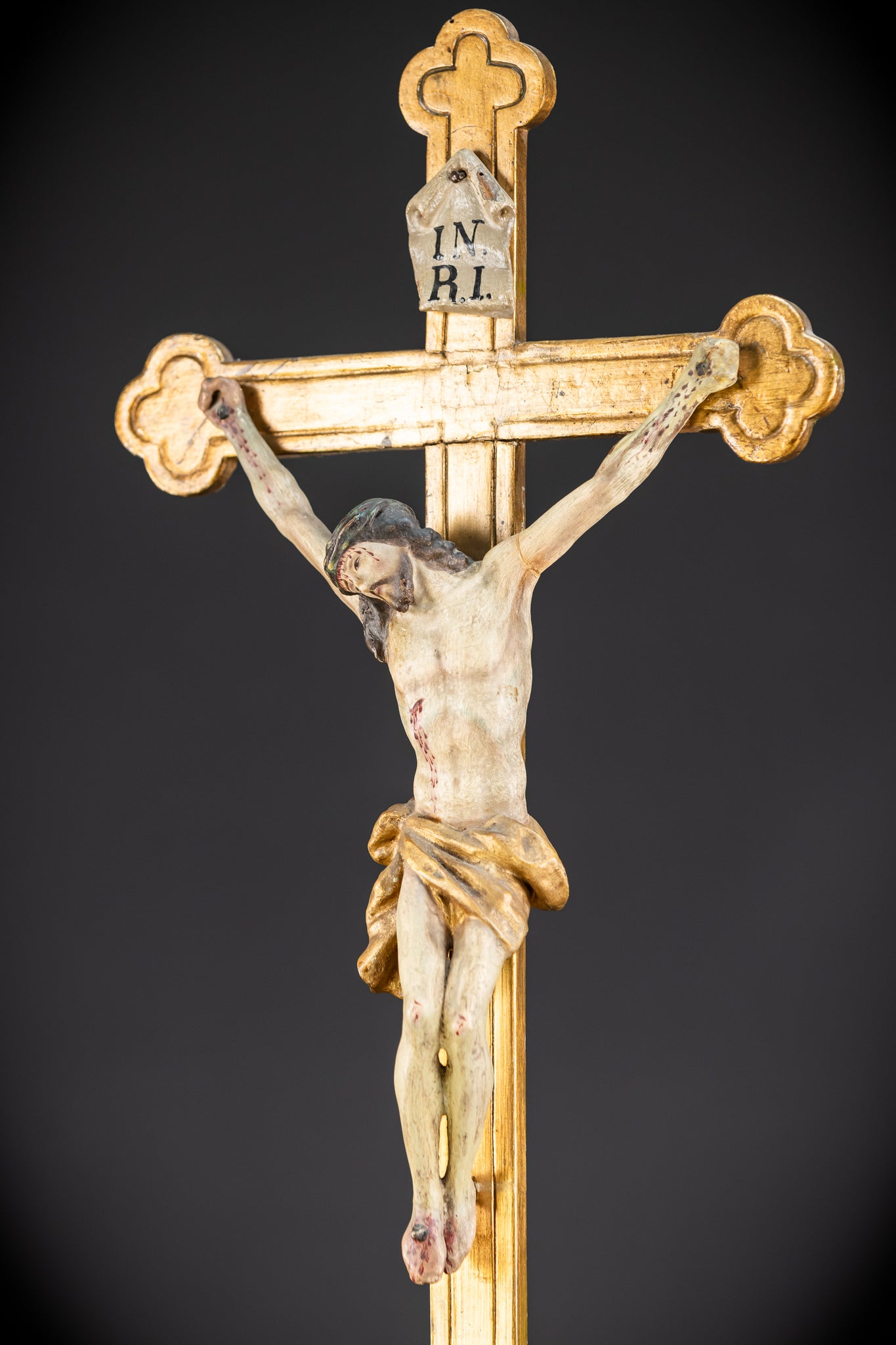 Altar Crucifix Wood Carving | 1700 Antique | 30.3"