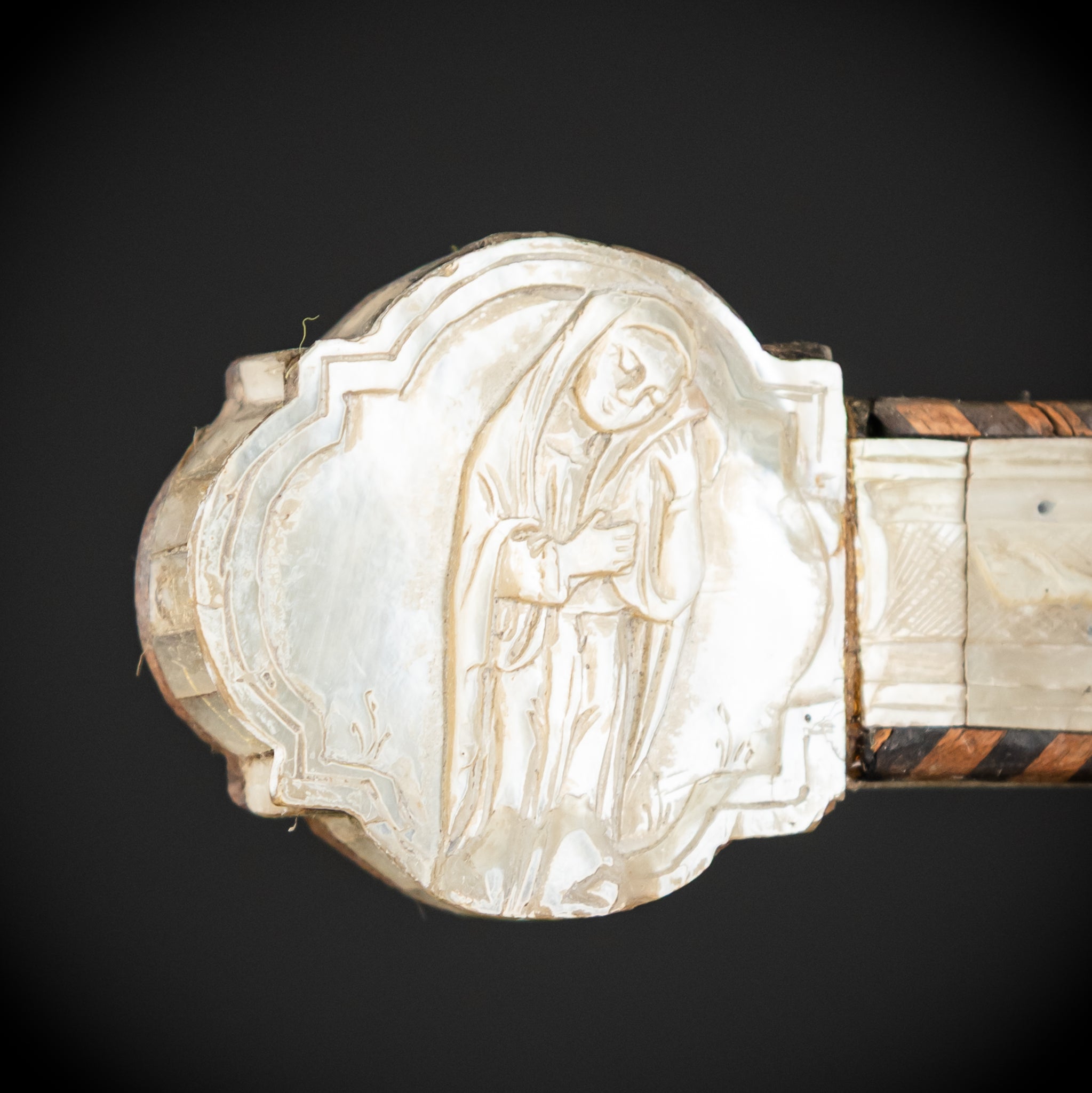 Mother of Pearl Blessing Cross | 1800s Antique | 14.2" / 36 cm