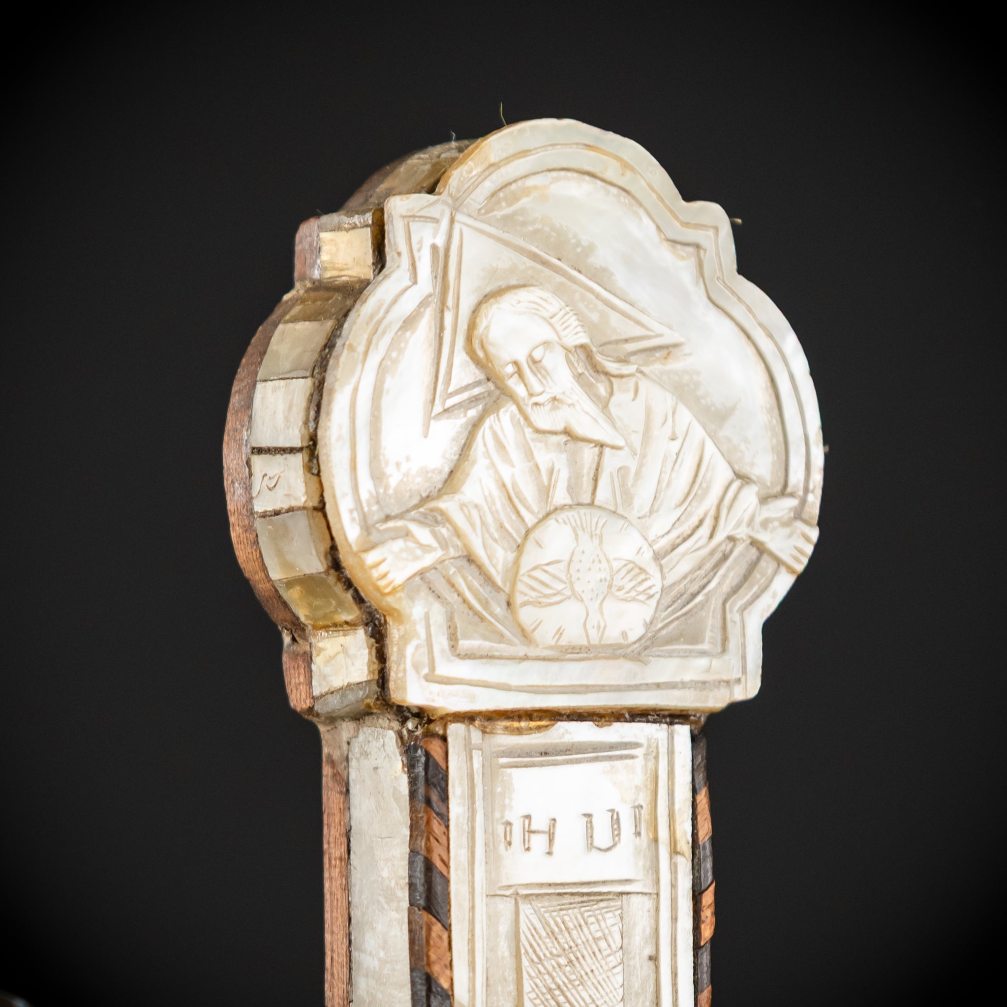 Mother of Pearl Blessing Cross | 1800s Antique | 14.2" / 36 cm