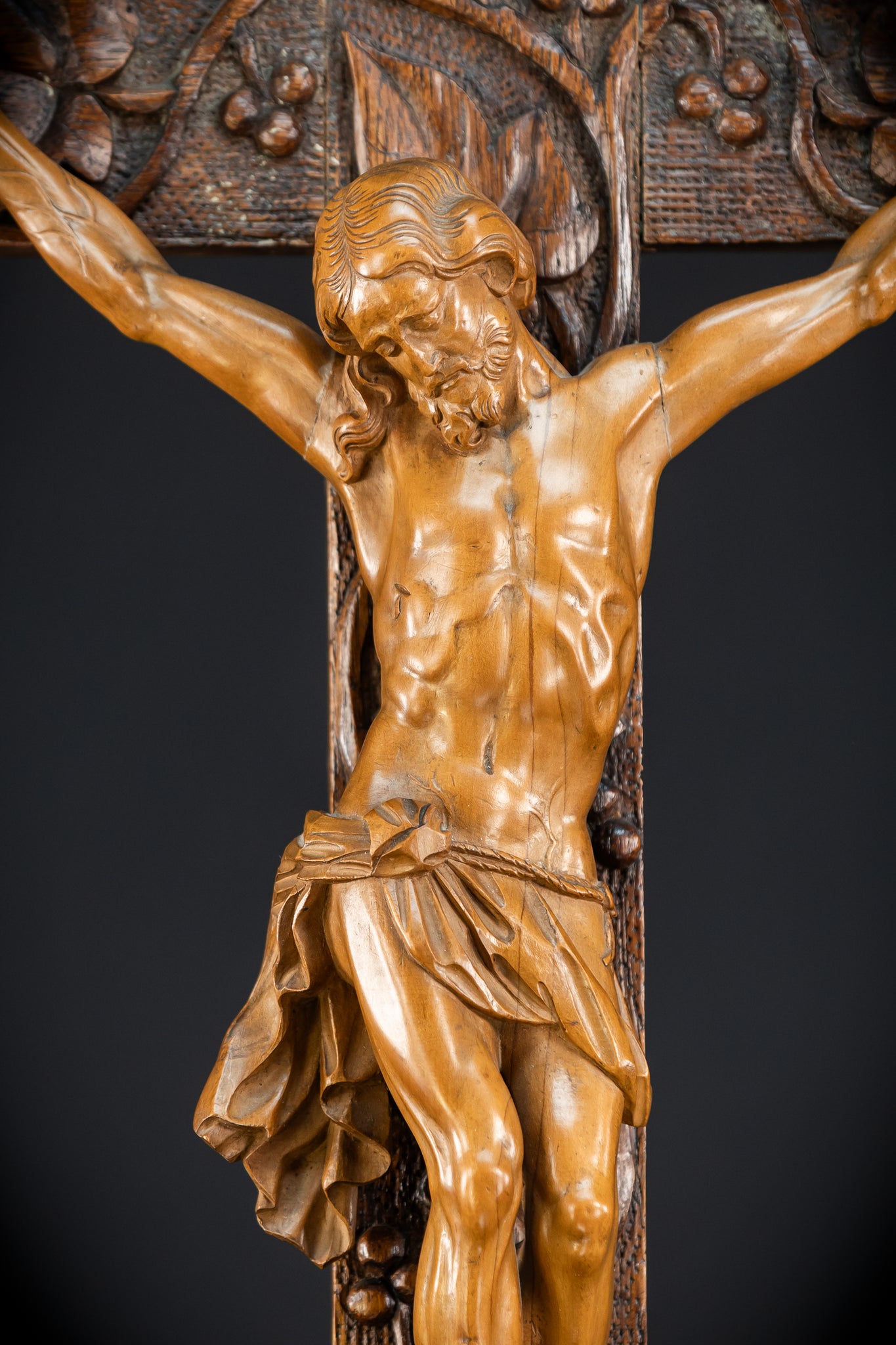 French Wooden Altar Crucifix | 1800s Antique | 29.9" / 76 cm