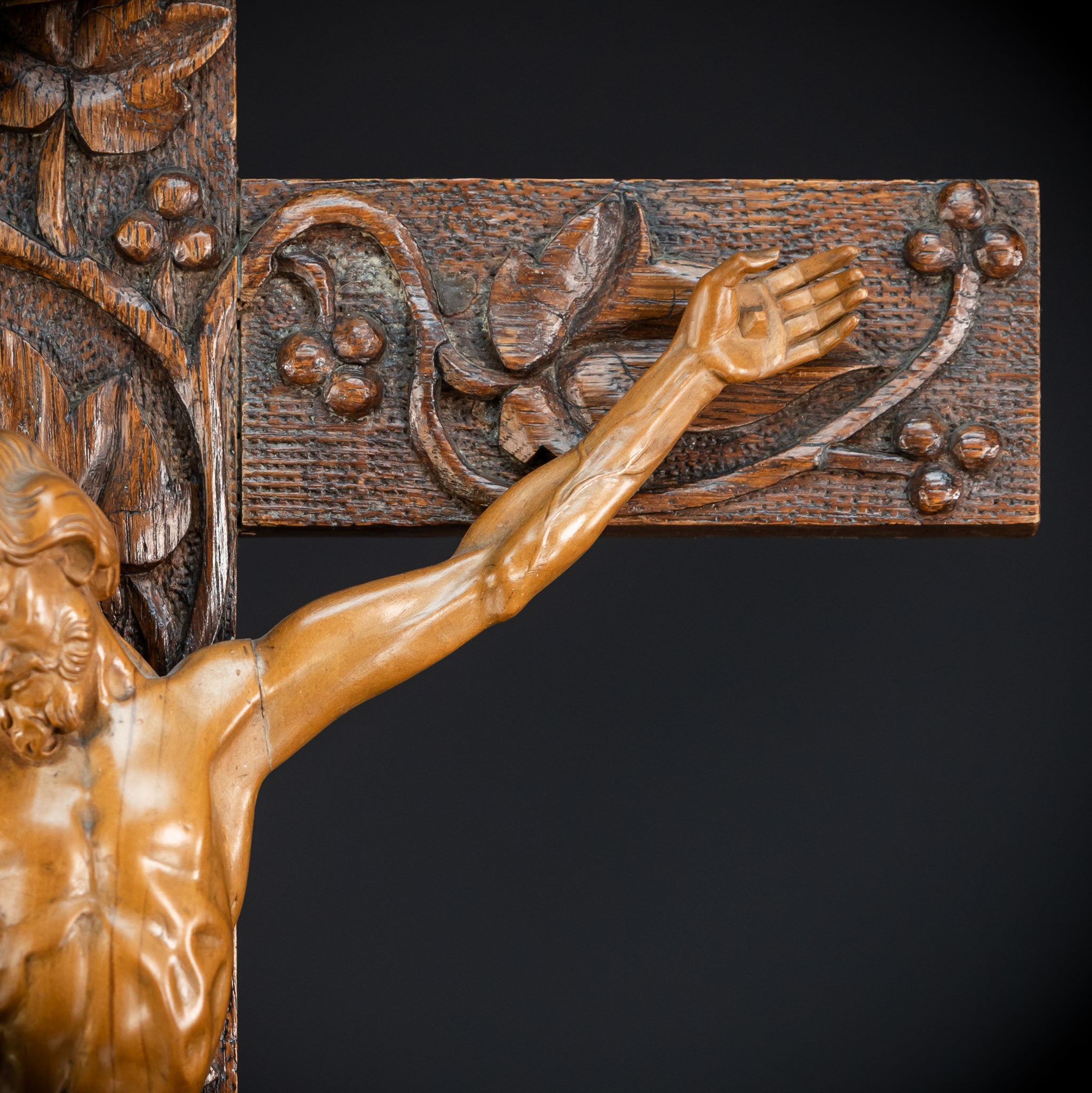 French Wooden Altar Crucifix | 1800s Antique | 29.9" / 76 cm