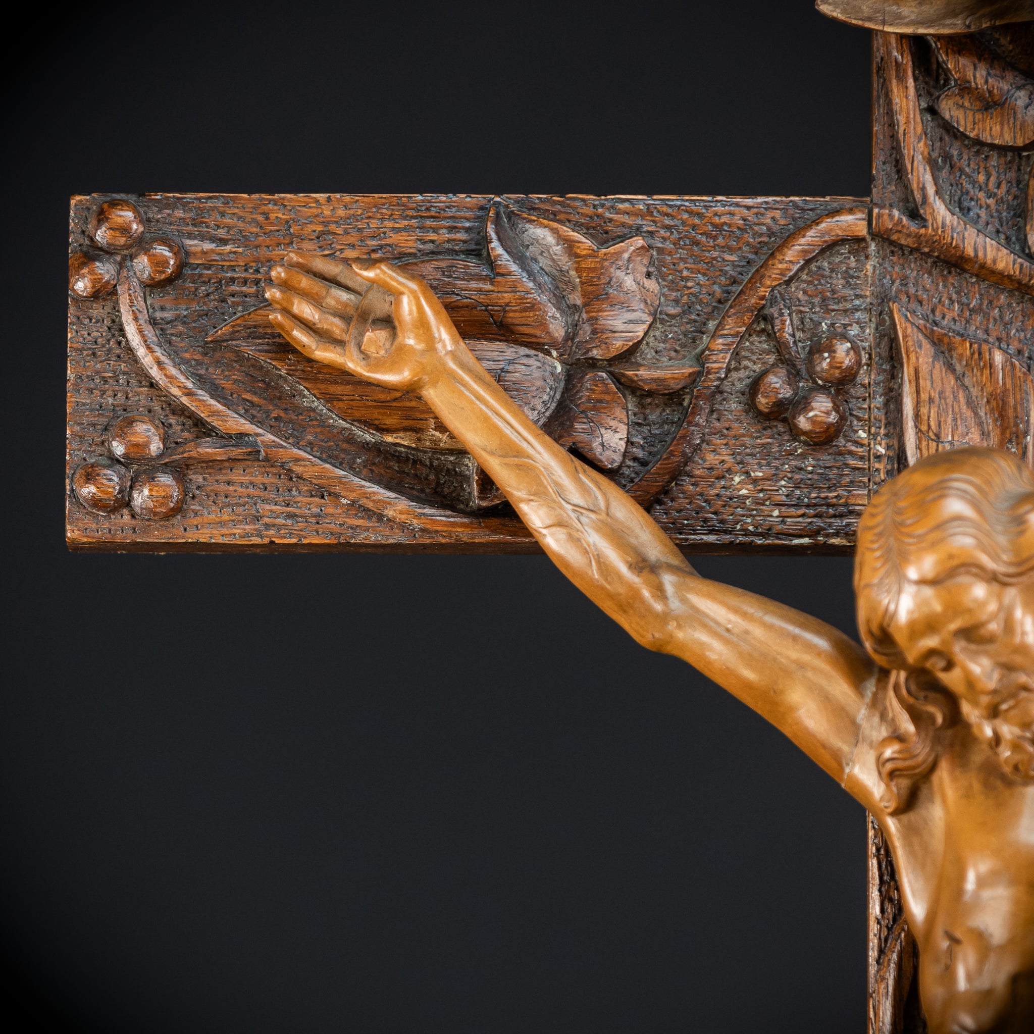 French Wooden Altar Crucifix | 1800s Antique | 29.9" / 76 cm