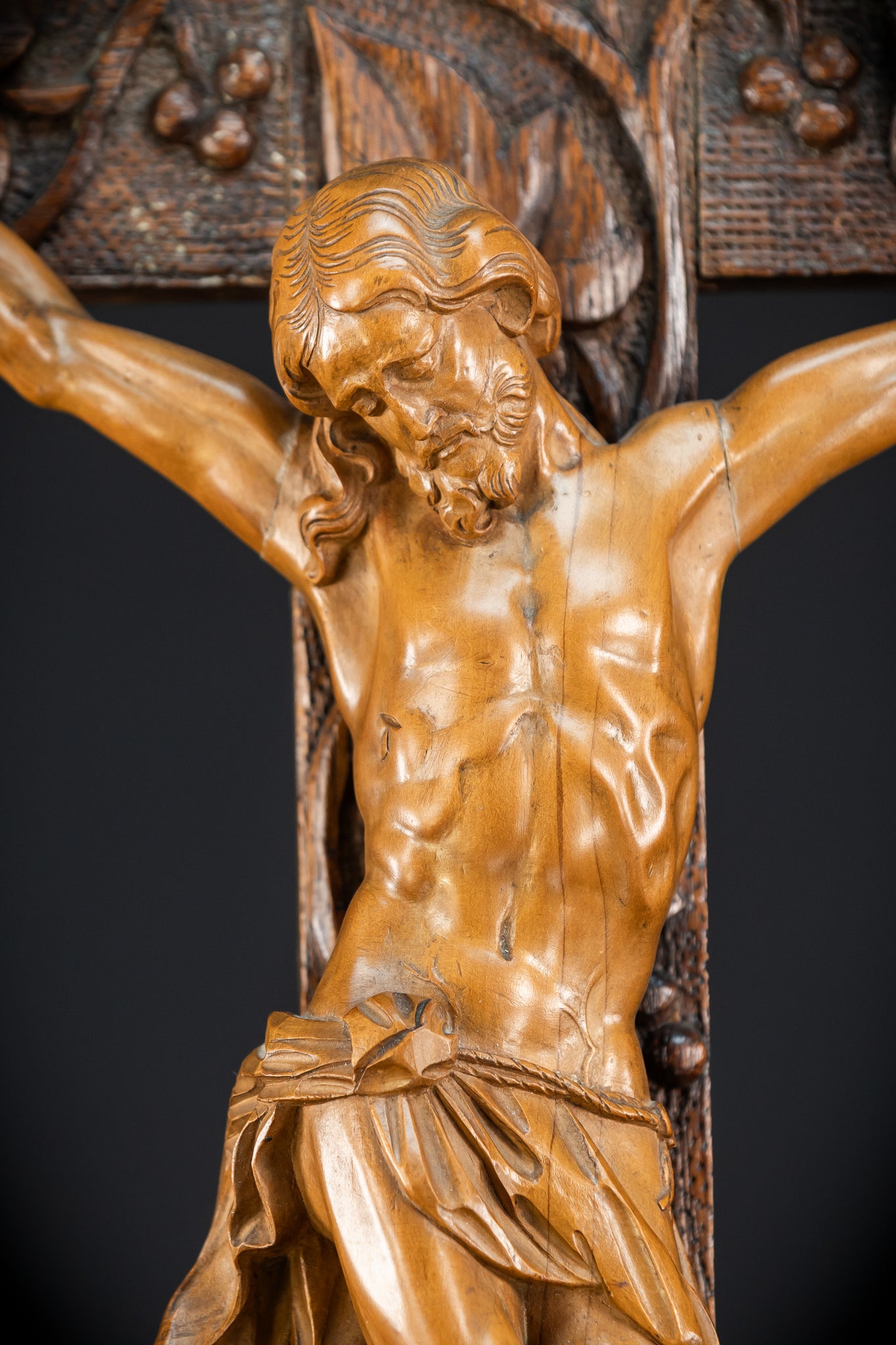 French Wooden Altar Crucifix | 1800s Antique | 29.9" / 76 cm