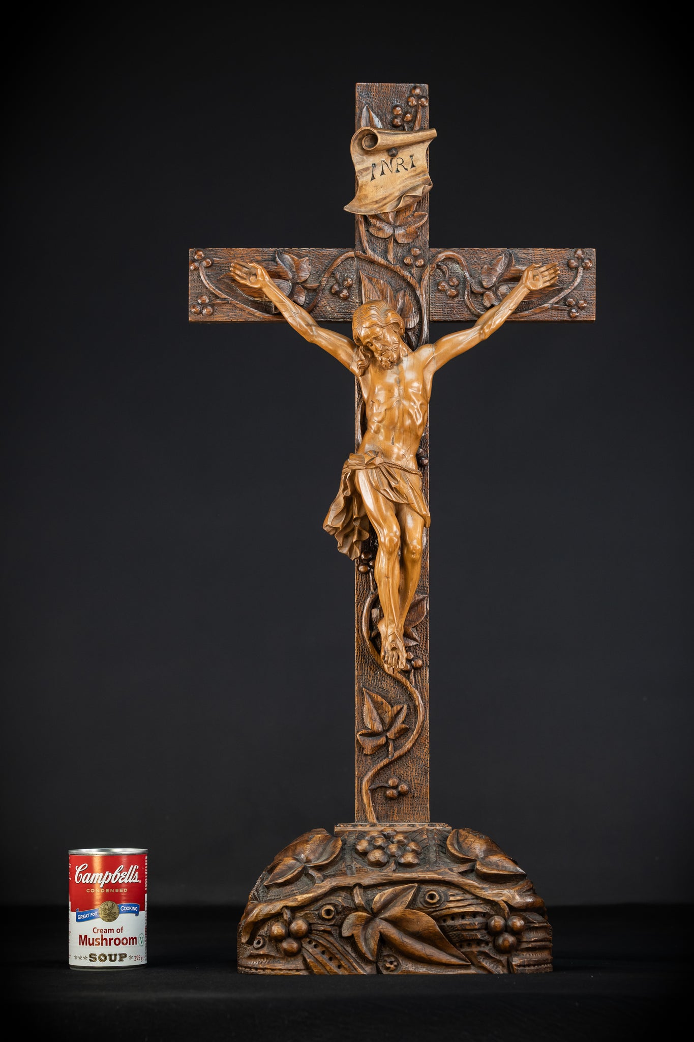 French Wooden Altar Crucifix | 1800s Antique | 29.9" / 76 cm