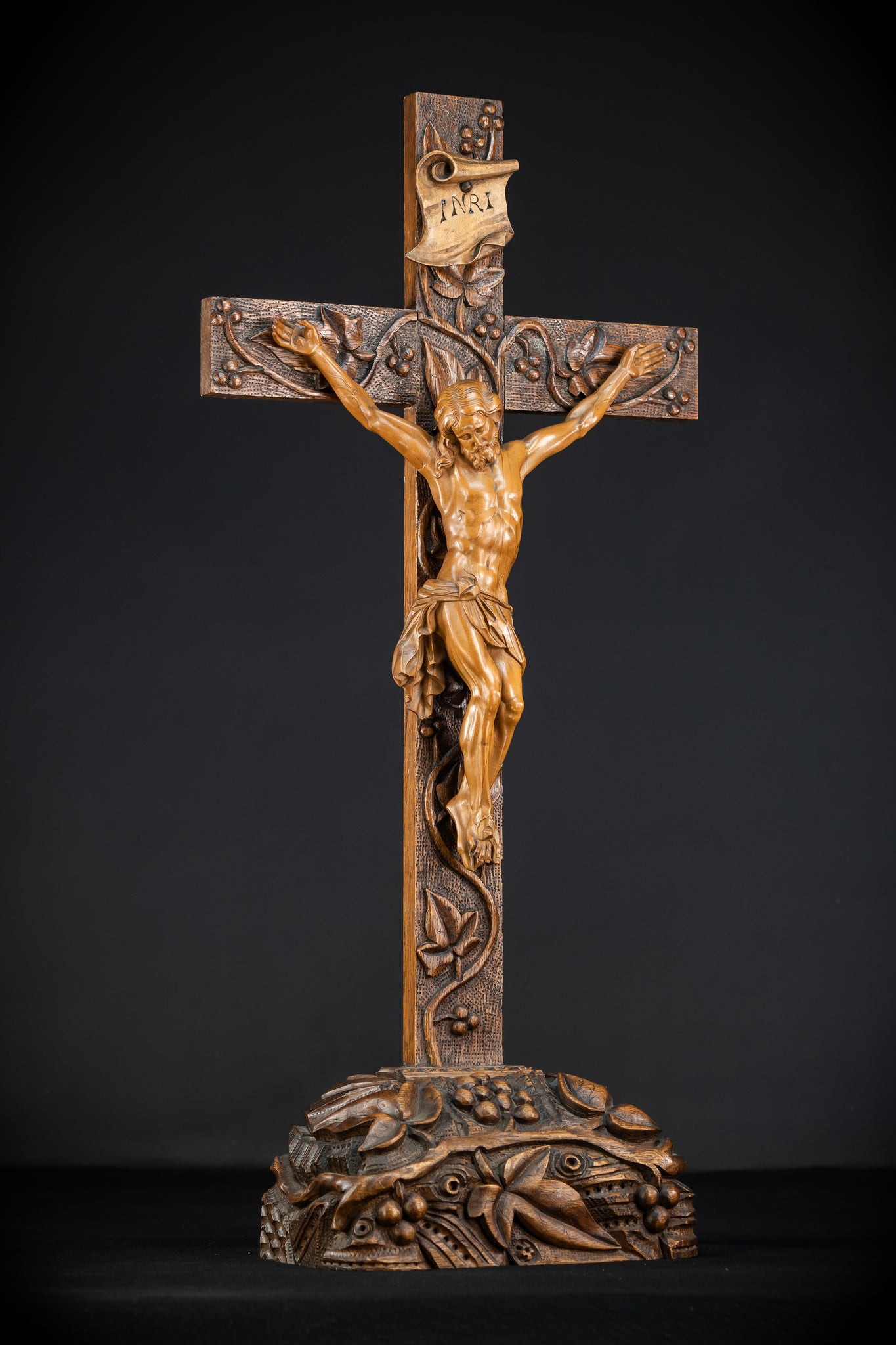 French Wooden Altar Crucifix | 1800s Antique | 29.9" / 76 cm