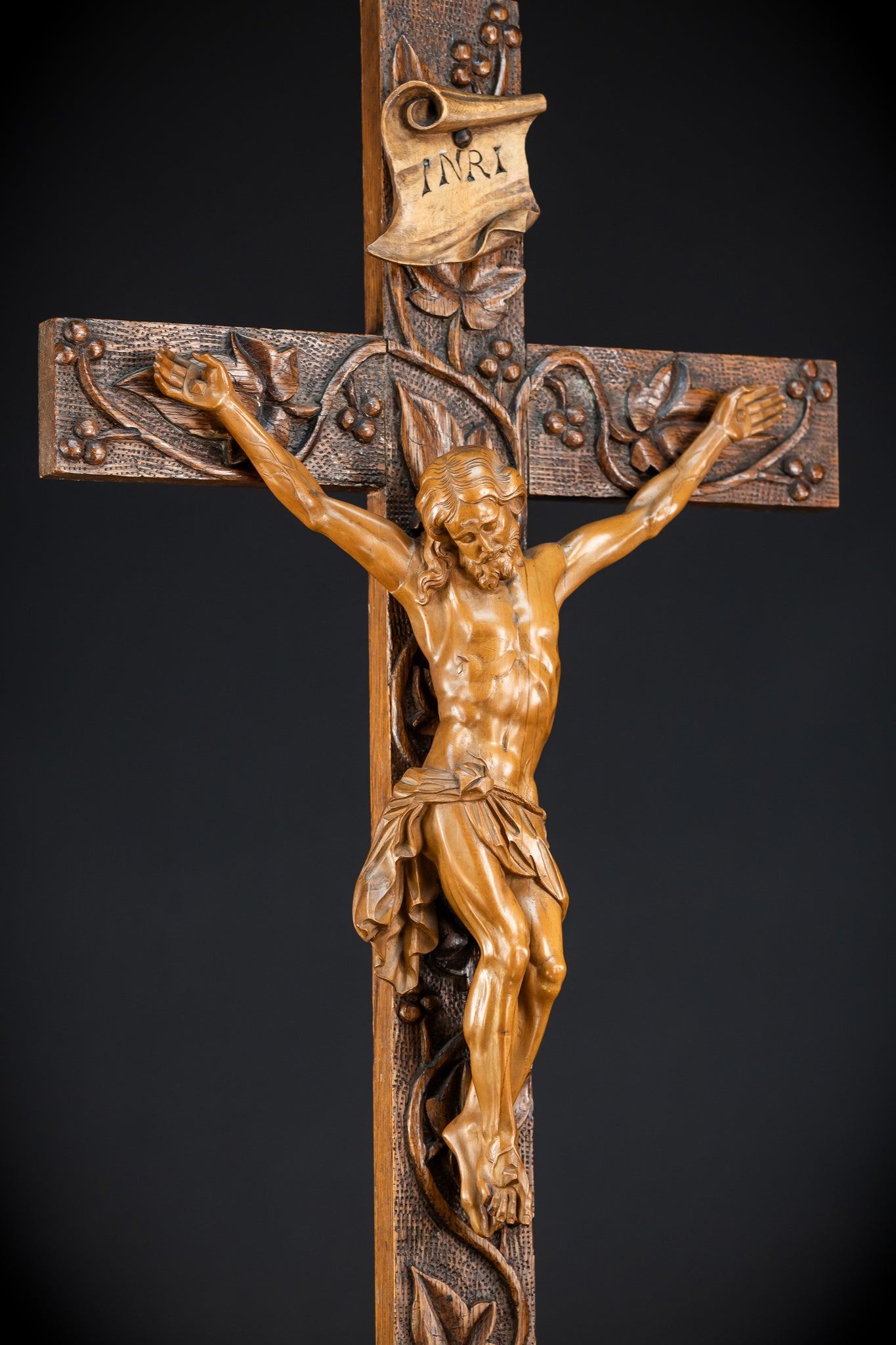 French Wooden Altar Crucifix | 1800s Antique | 29.9" / 76 cm