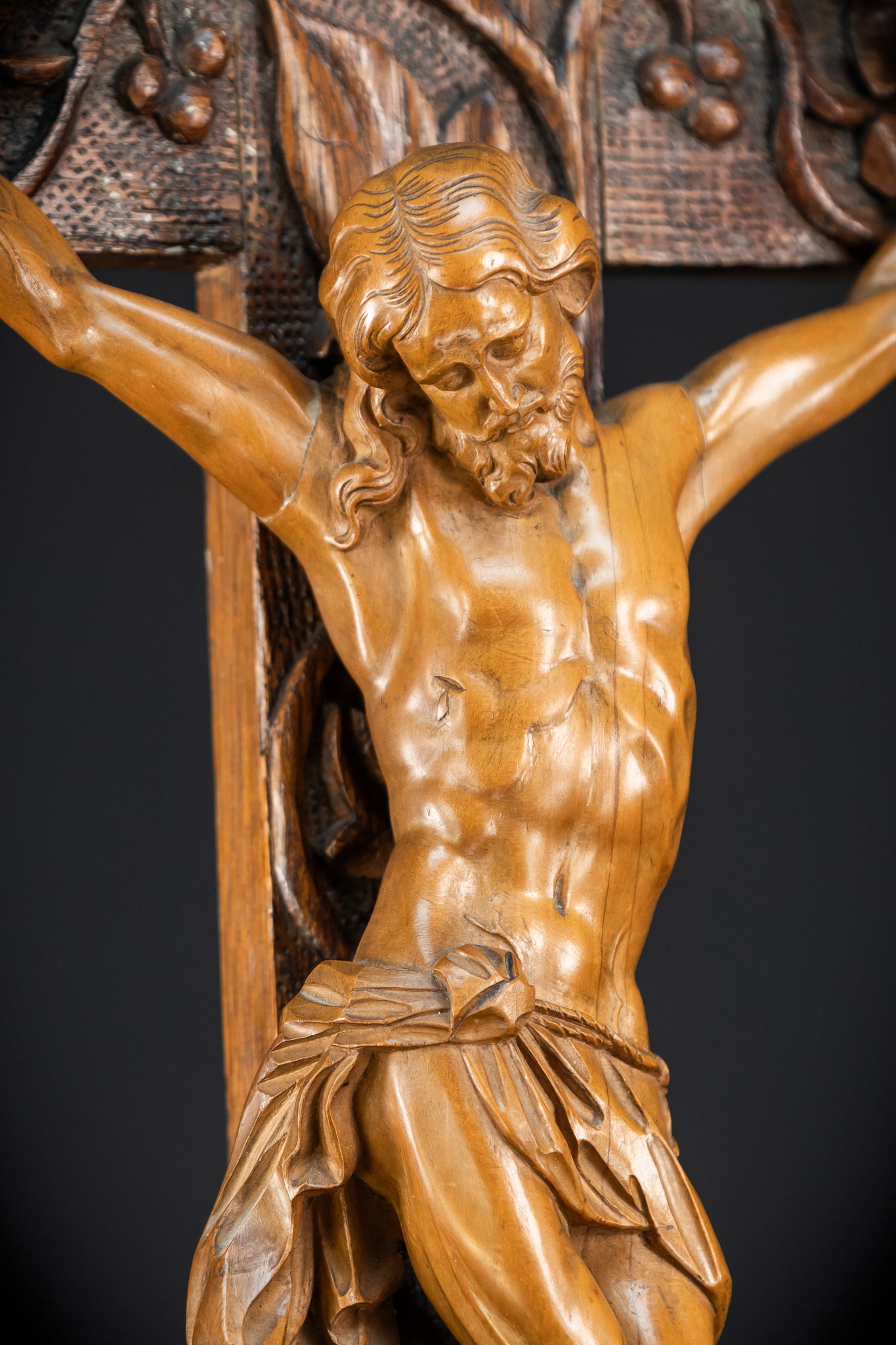 French Wooden Altar Crucifix | 1800s Antique | 29.9" / 76 cm