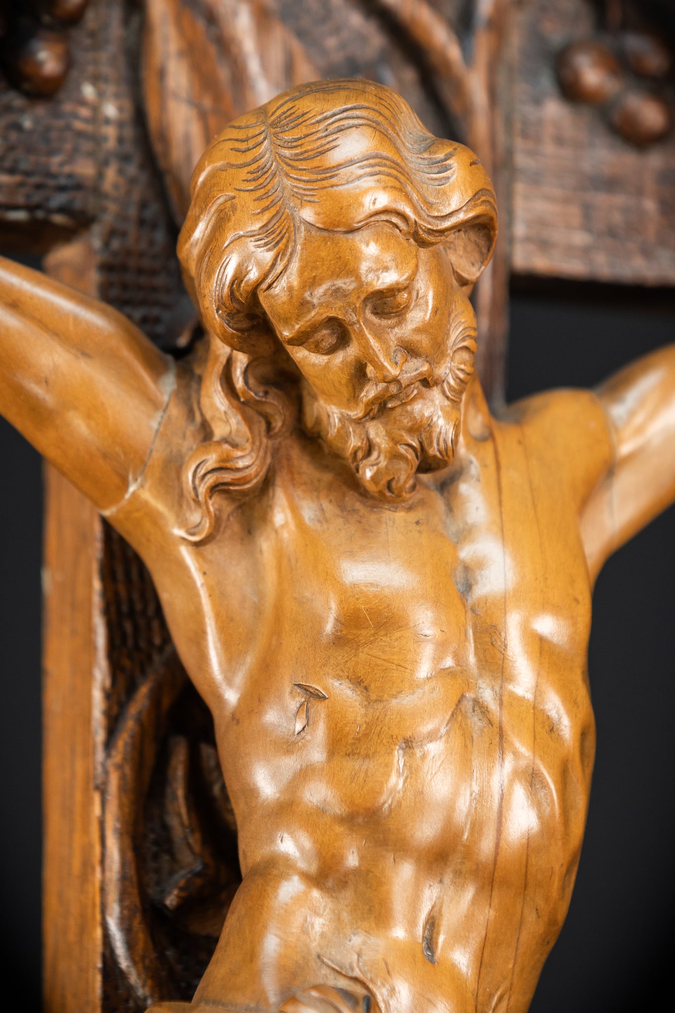 French Wooden Altar Crucifix | 1800s Antique | 29.9" / 76 cm