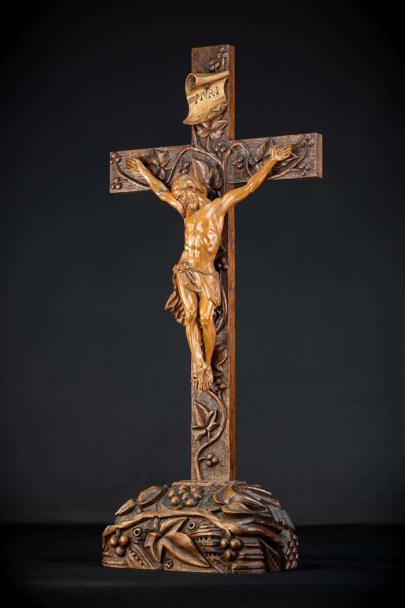 French Wooden Altar Crucifix | 1800s Antique | 29.9" / 76 cm