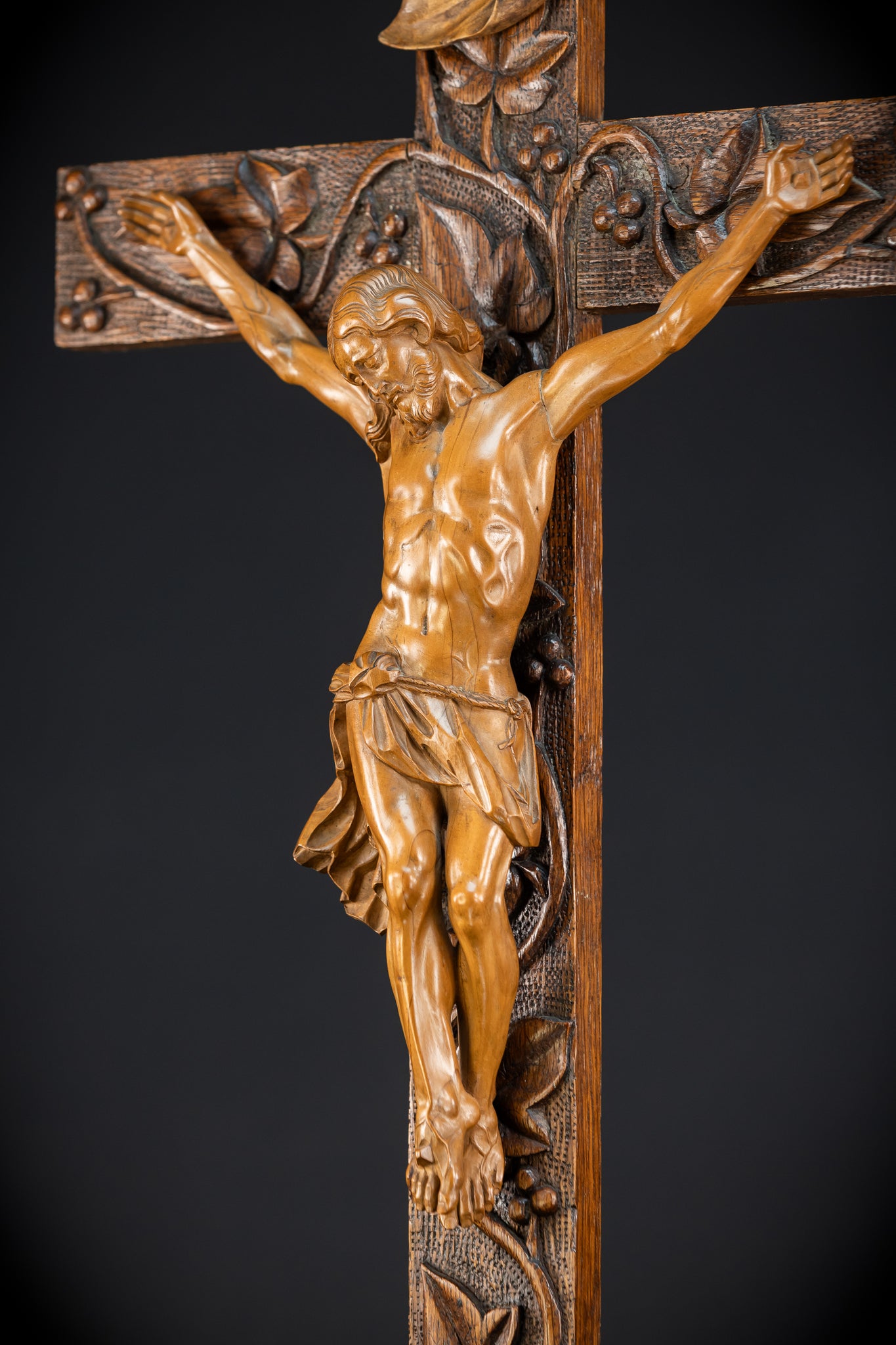 French Wooden Altar Crucifix | 1800s Antique | 29.9" / 76 cm