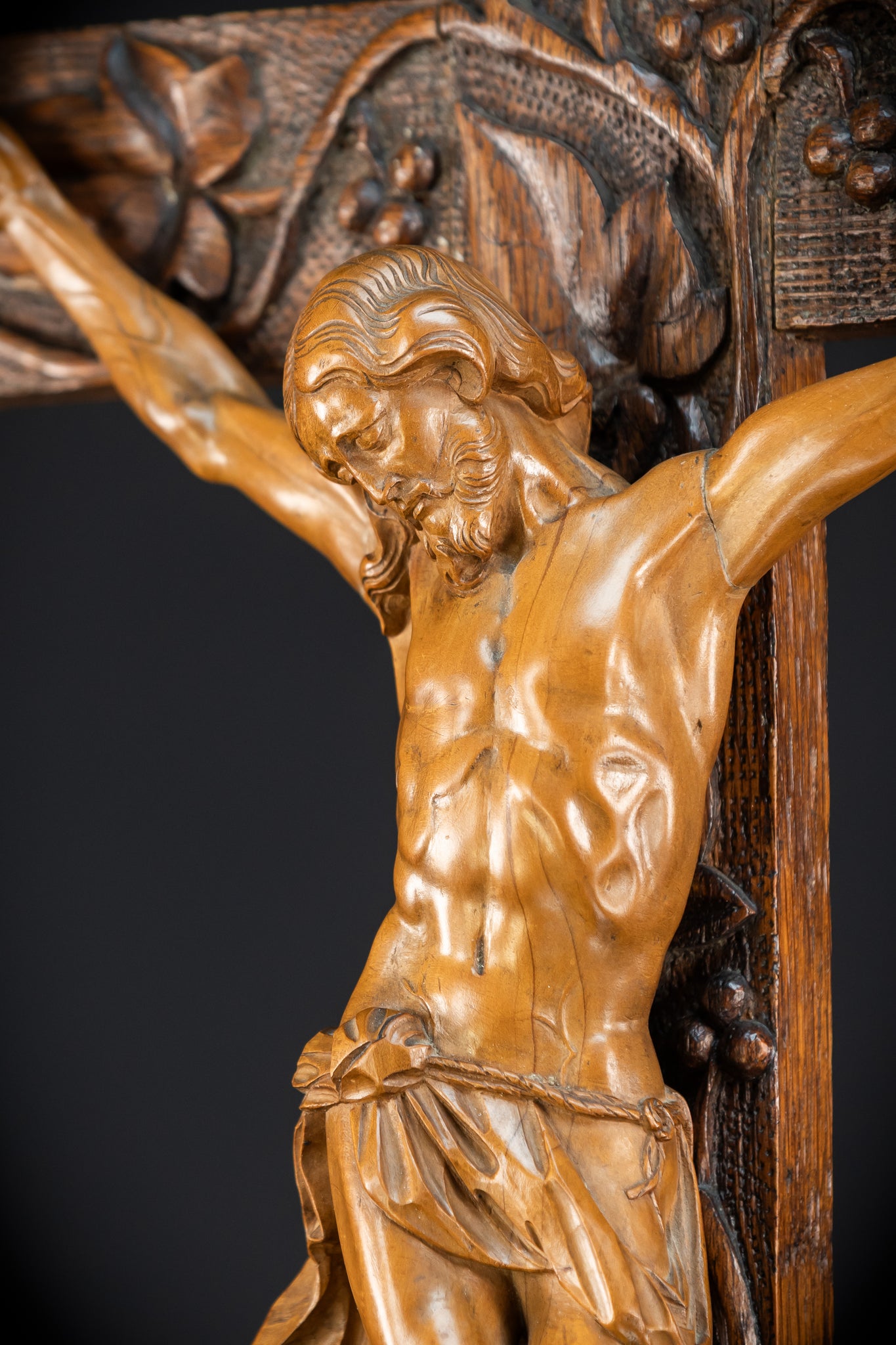 French Wooden Altar Crucifix | 1800s Antique | 29.9" / 76 cm