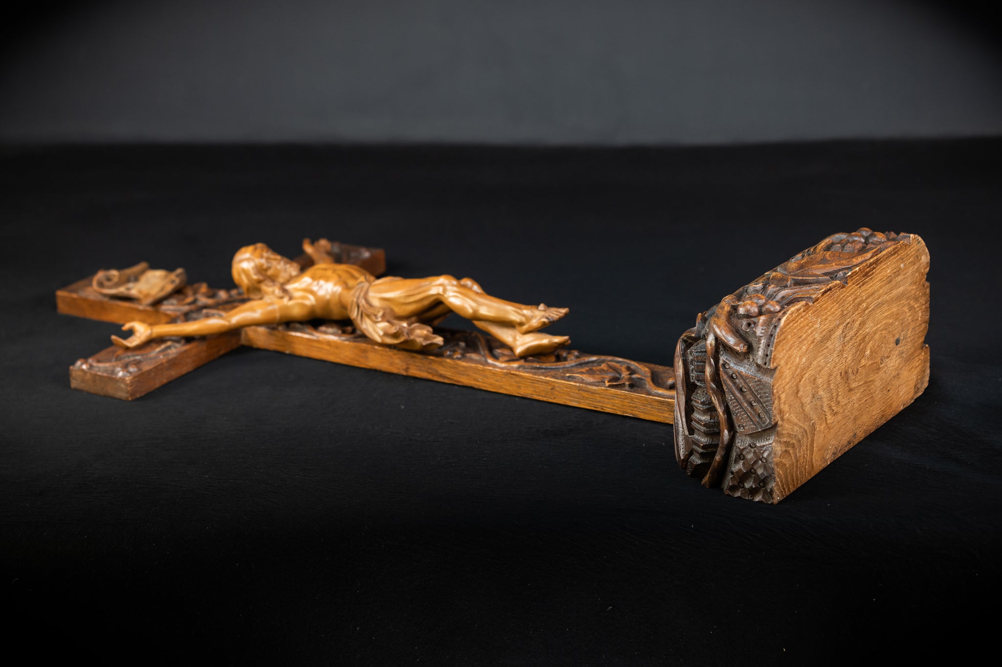 French Wooden Altar Crucifix | 1800s Antique | 29.9" / 76 cm