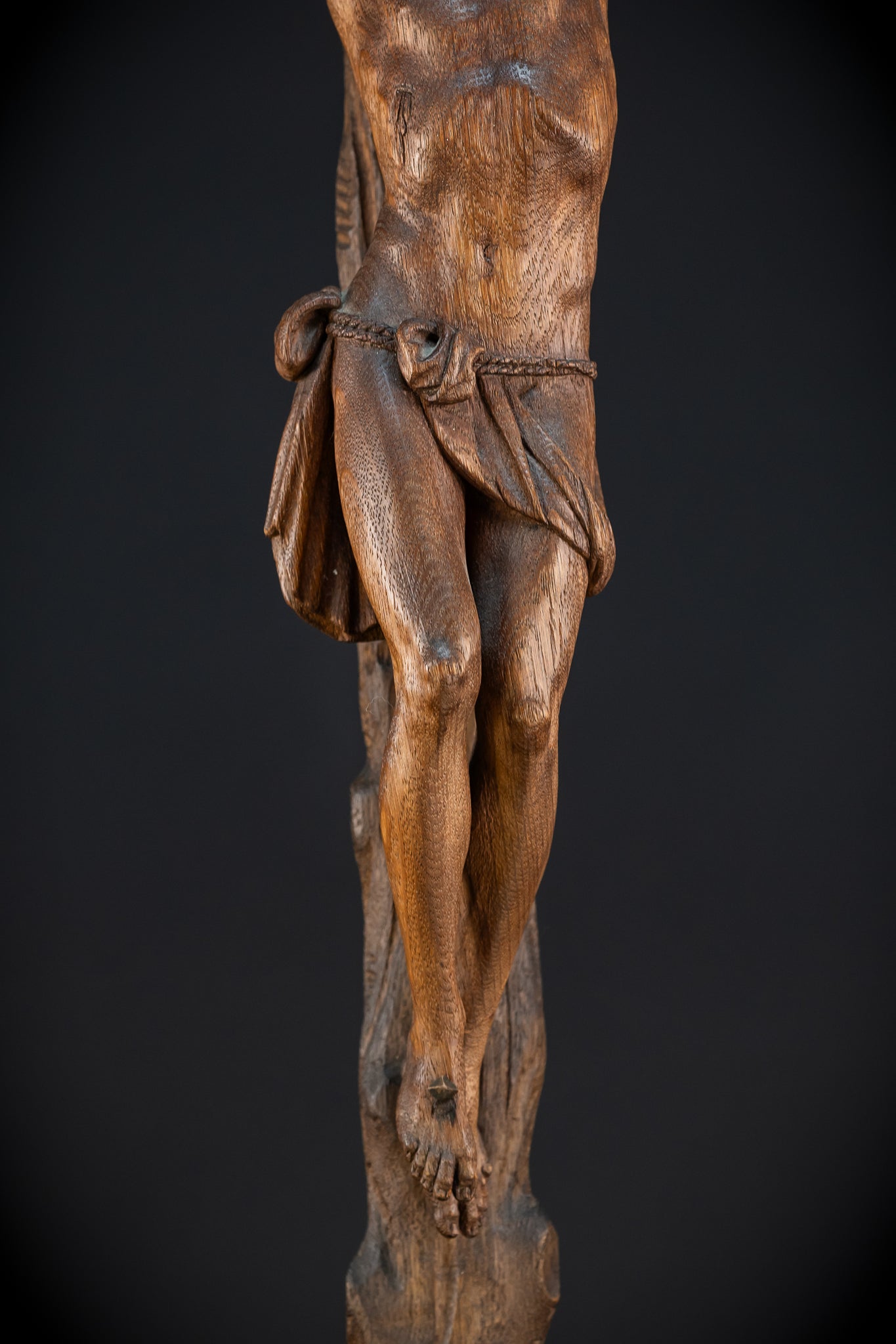42.9" / 109 cm Wooden Altar Crucifix | 1700s Memento Mori